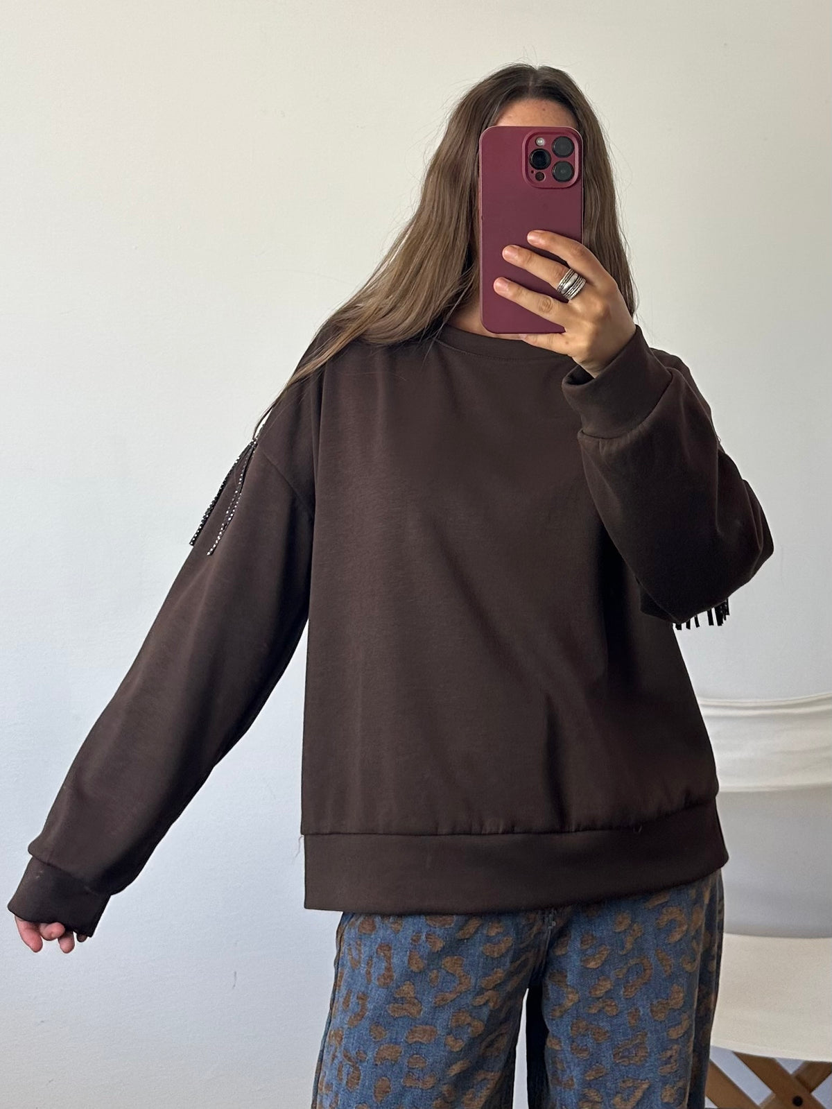 FELPA FRANGE CIOCCOLATO