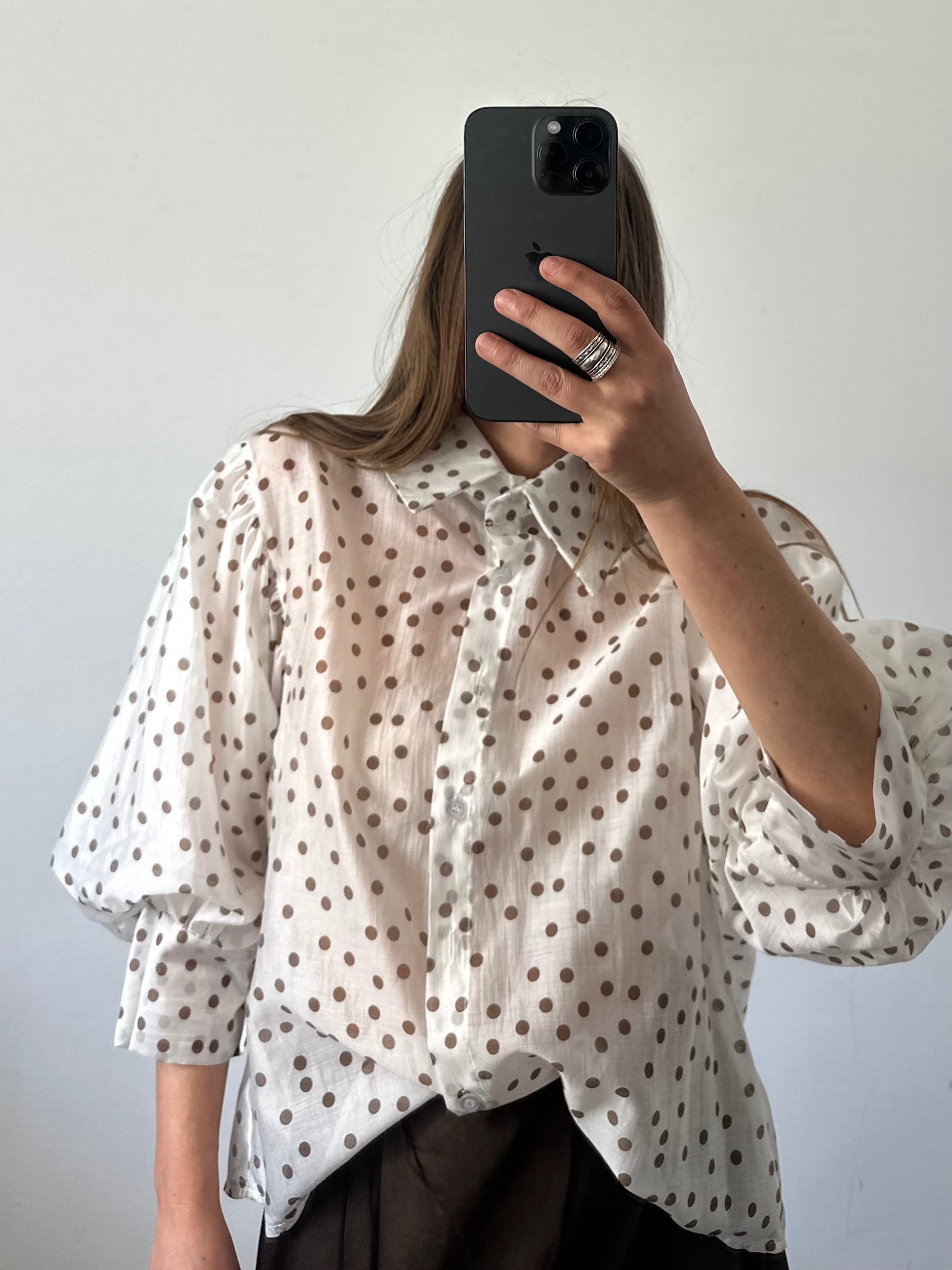 CAMICIA velata a pois Bianca