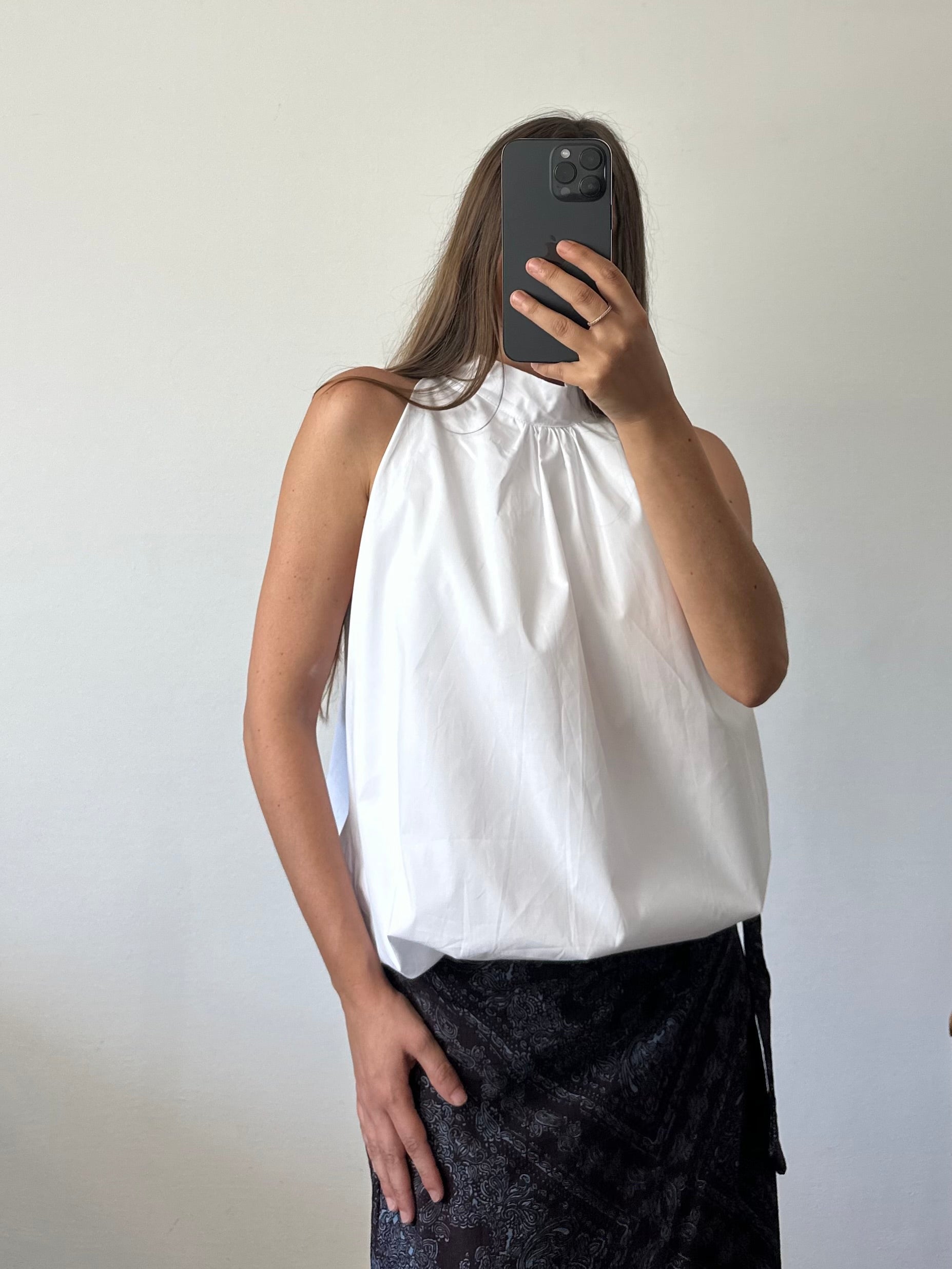 TOP scollo all’americana 100% COTONE BIANCO