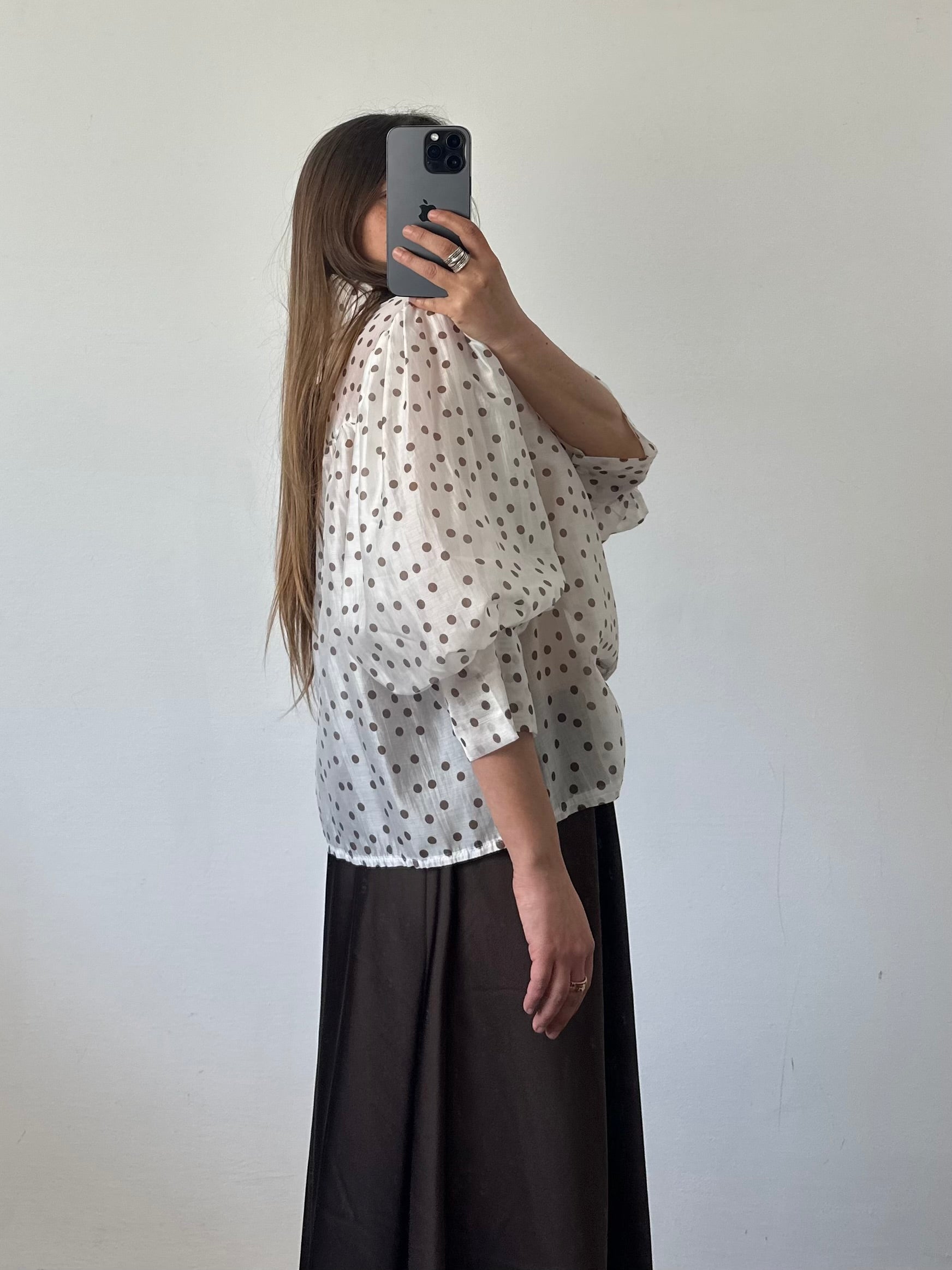 CAMICIA velata a pois Bianca