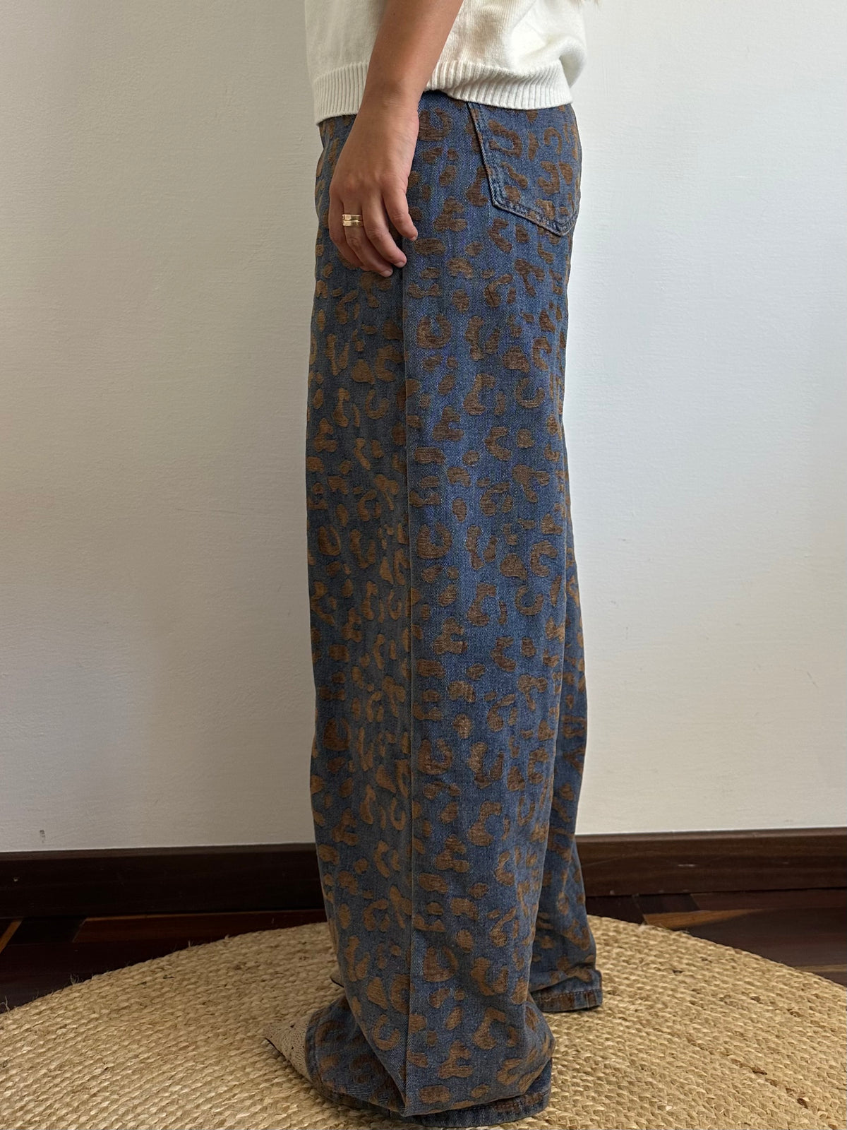 JEANS WIDE LEG ANIMALIER