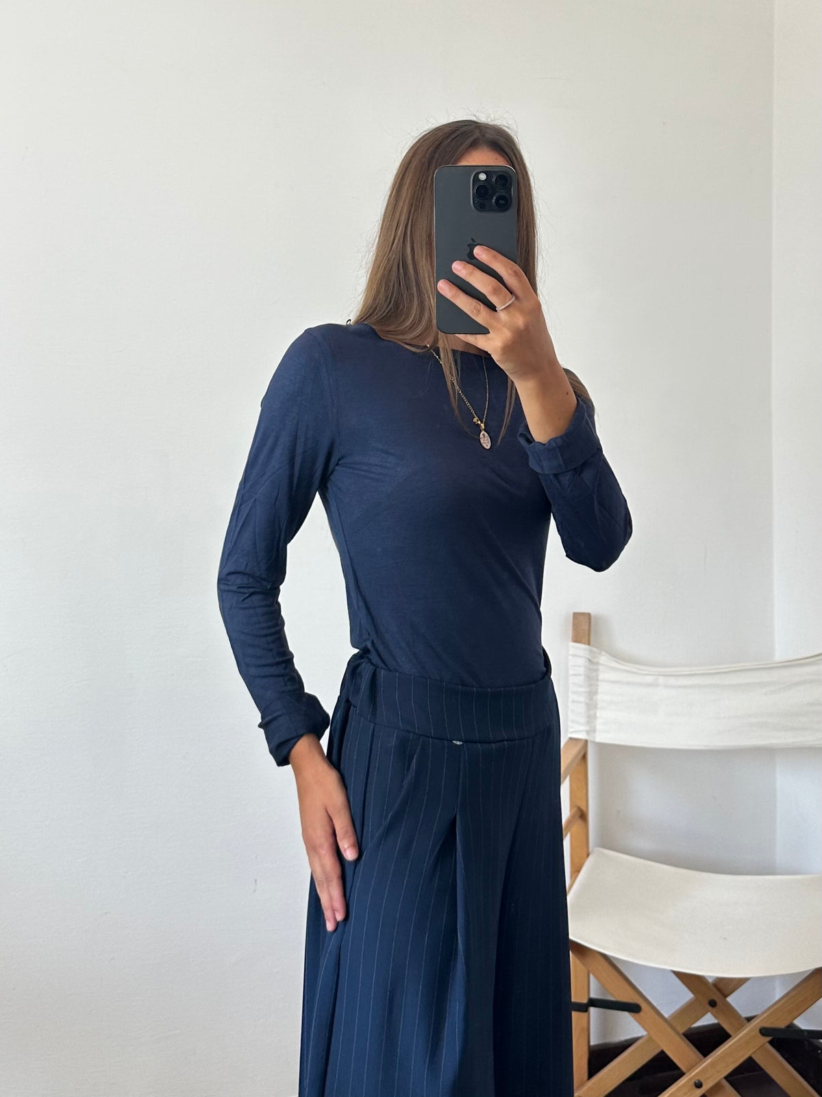 MAGLIA misto CASHMERE GIROCOLLO BLU NOTTE