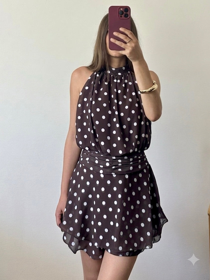 ABITO Pois SCOLLO ALL’AMERICANA marrone-bianco