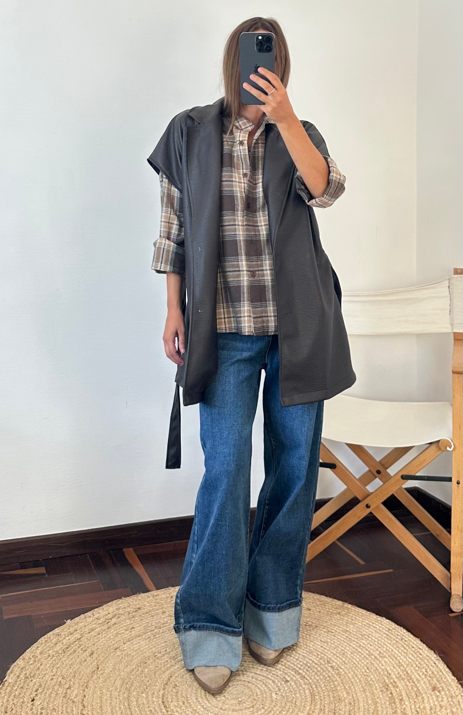 CAMICIA TARTAN COREANA BEIGE