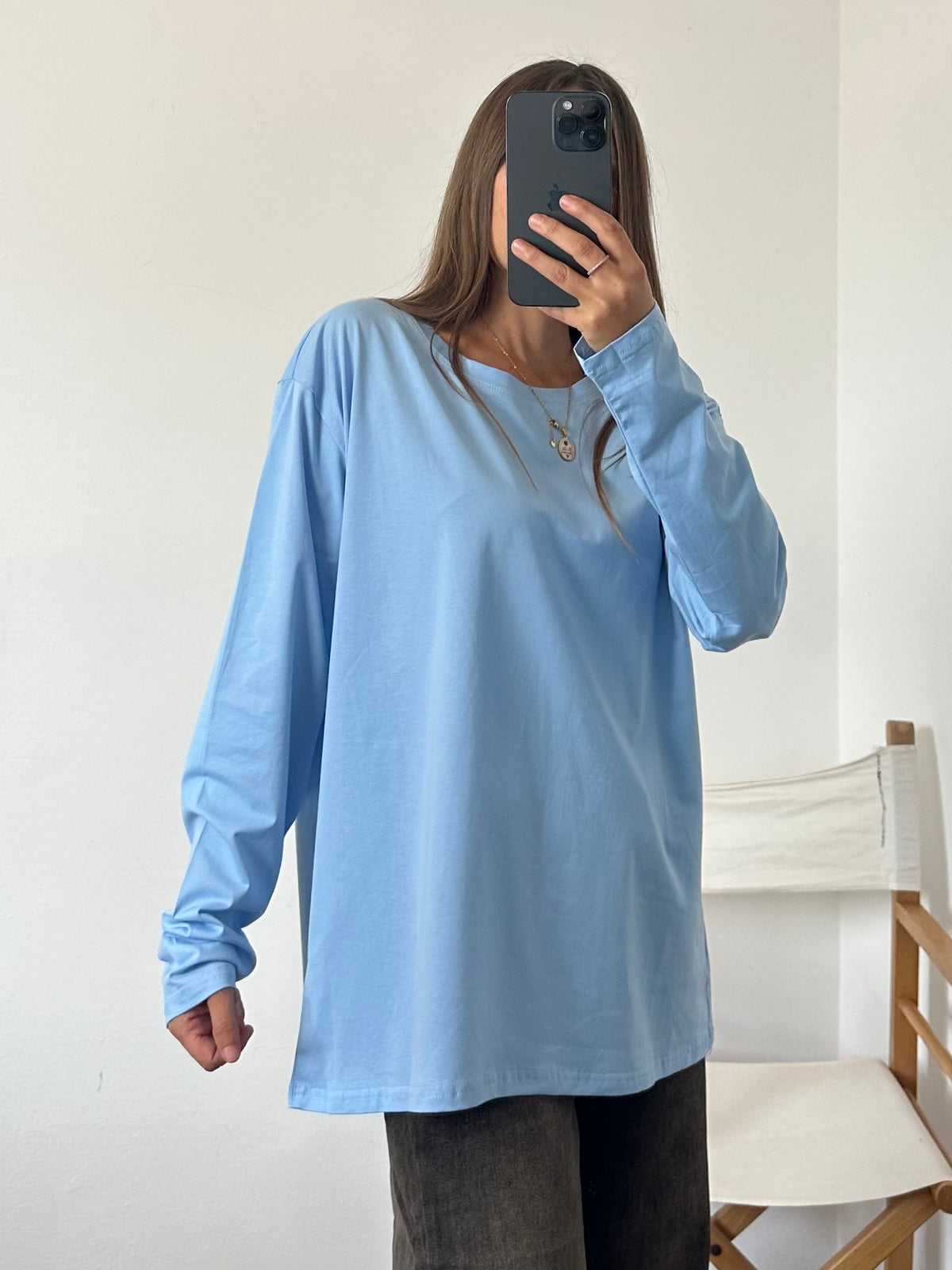 MAGLIA in COTONE AZZURRA
