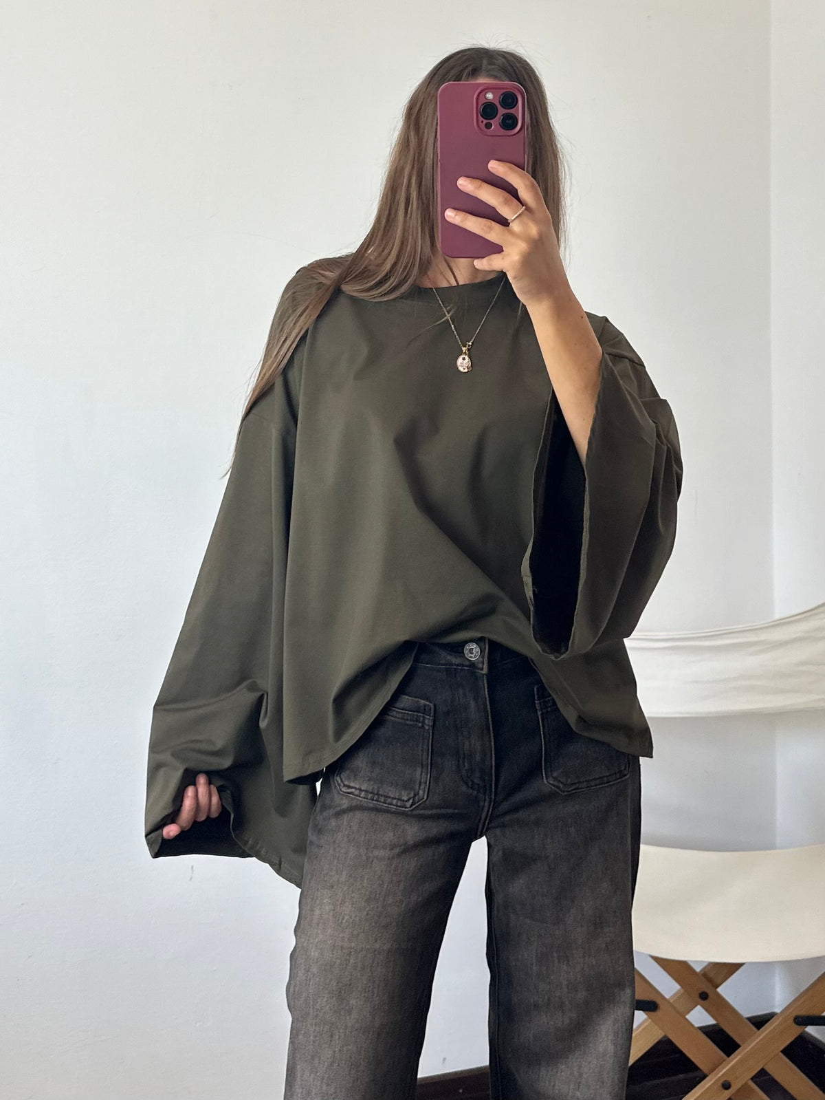 MAGLIA COTONE manica larga VERDE OLIVA
