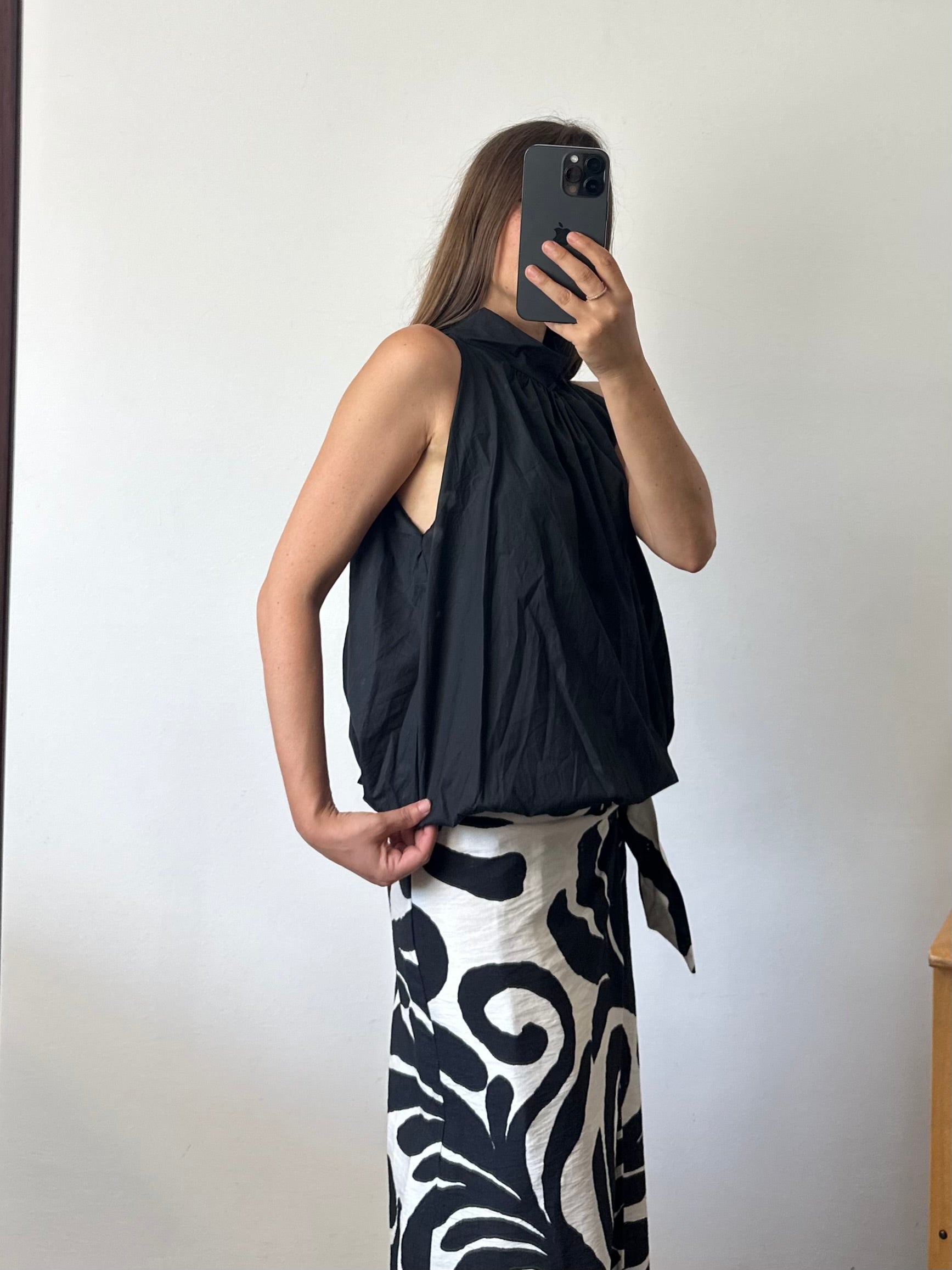 TOP scollo all’americana 100% COTONE NERo