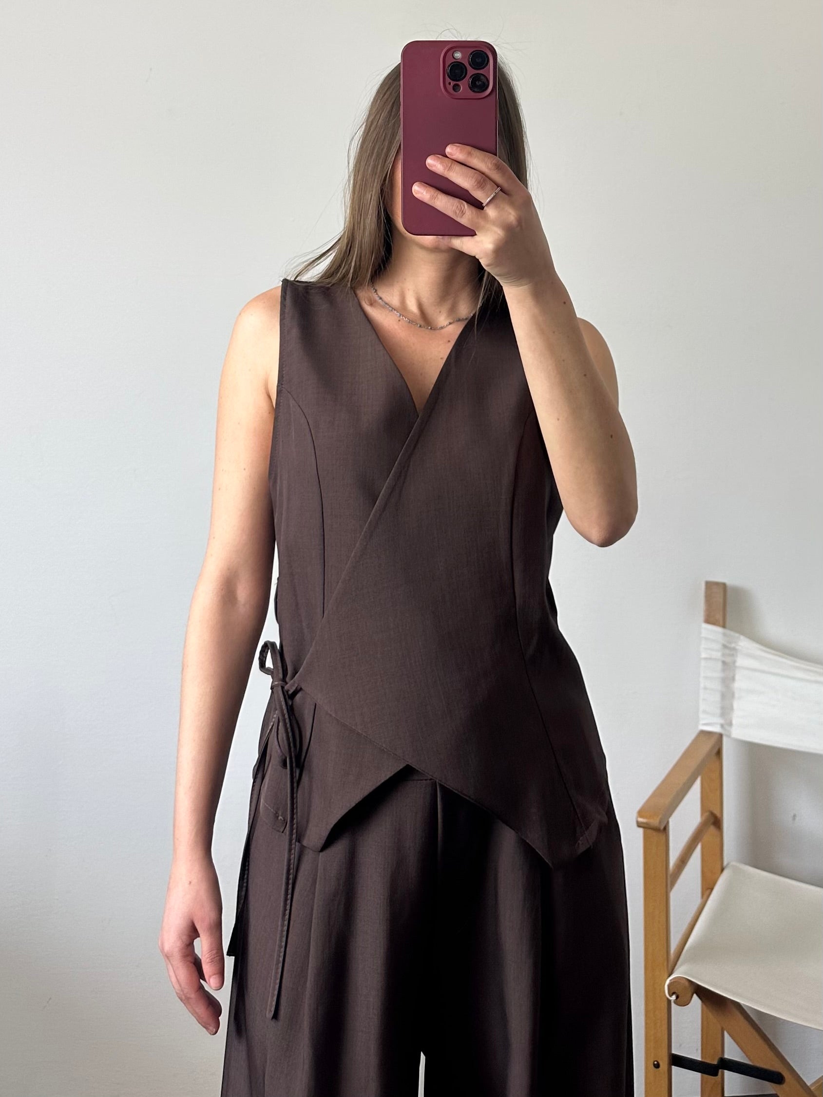 COORDINATO SMANICATO INCROCIO CIOCCOLATO