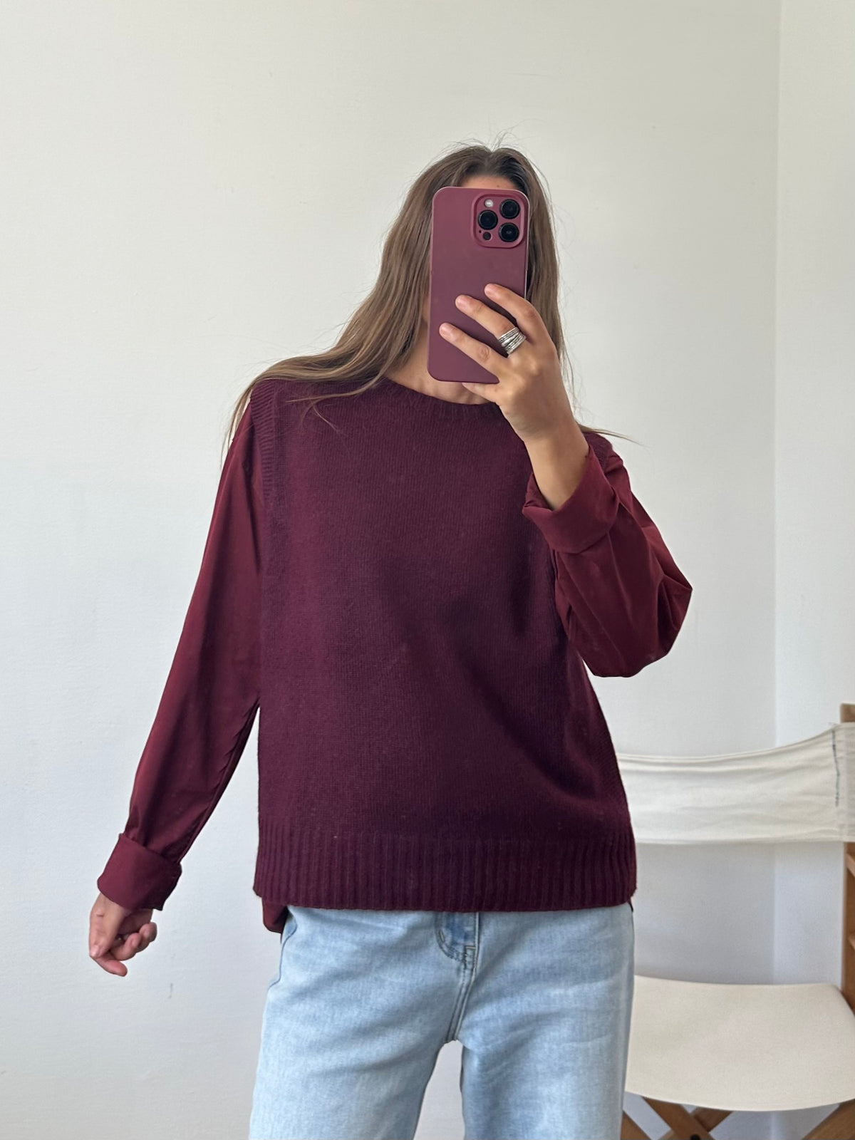 Gilet in misto cashmere BORDEAUX