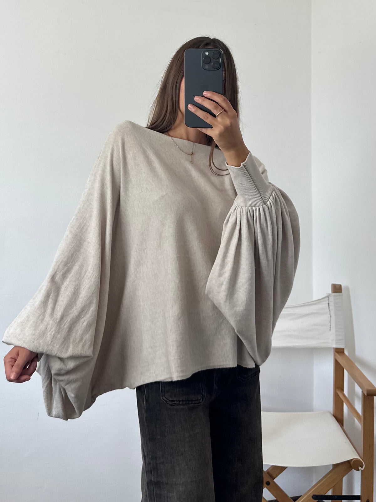 MAGLIA BALLOON in morbida viscosa BEIGE