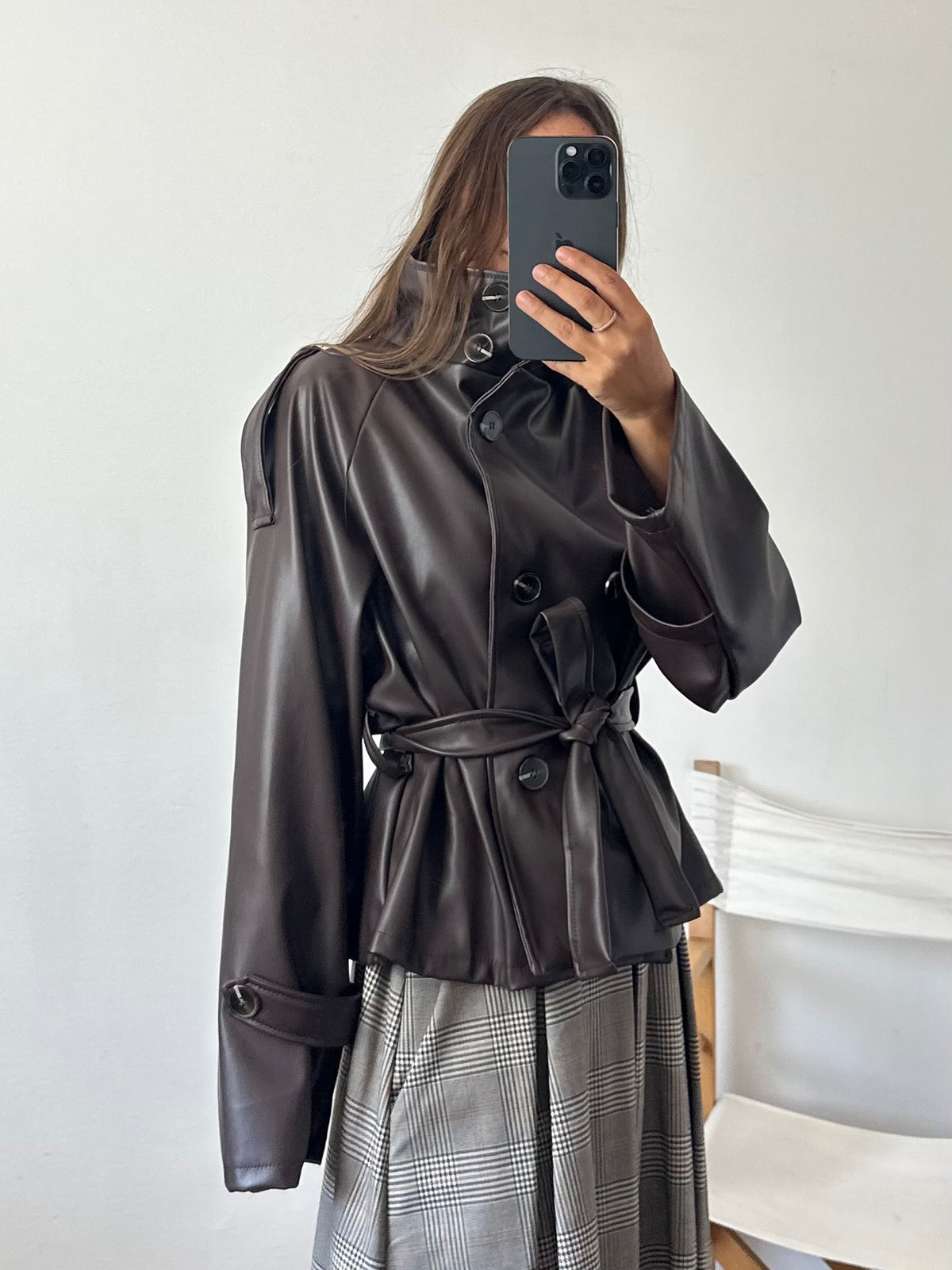 TRENCH in ecopelle CIOCCOLATO