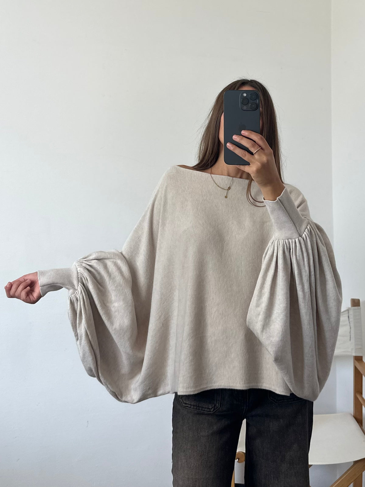 MAGLIA BALLOON in morbida viscosa BEIGE