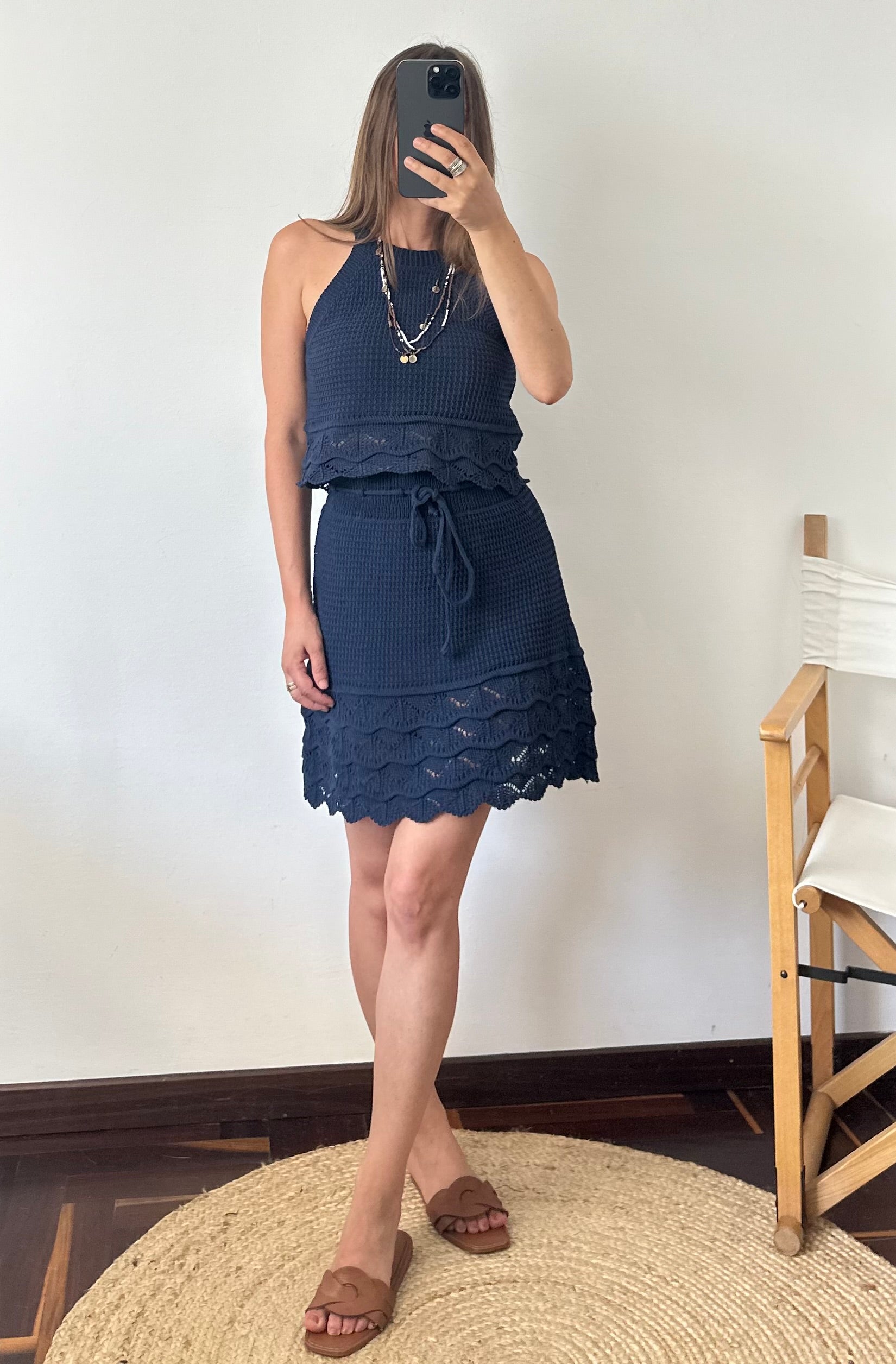 COORDINATO crochet blu