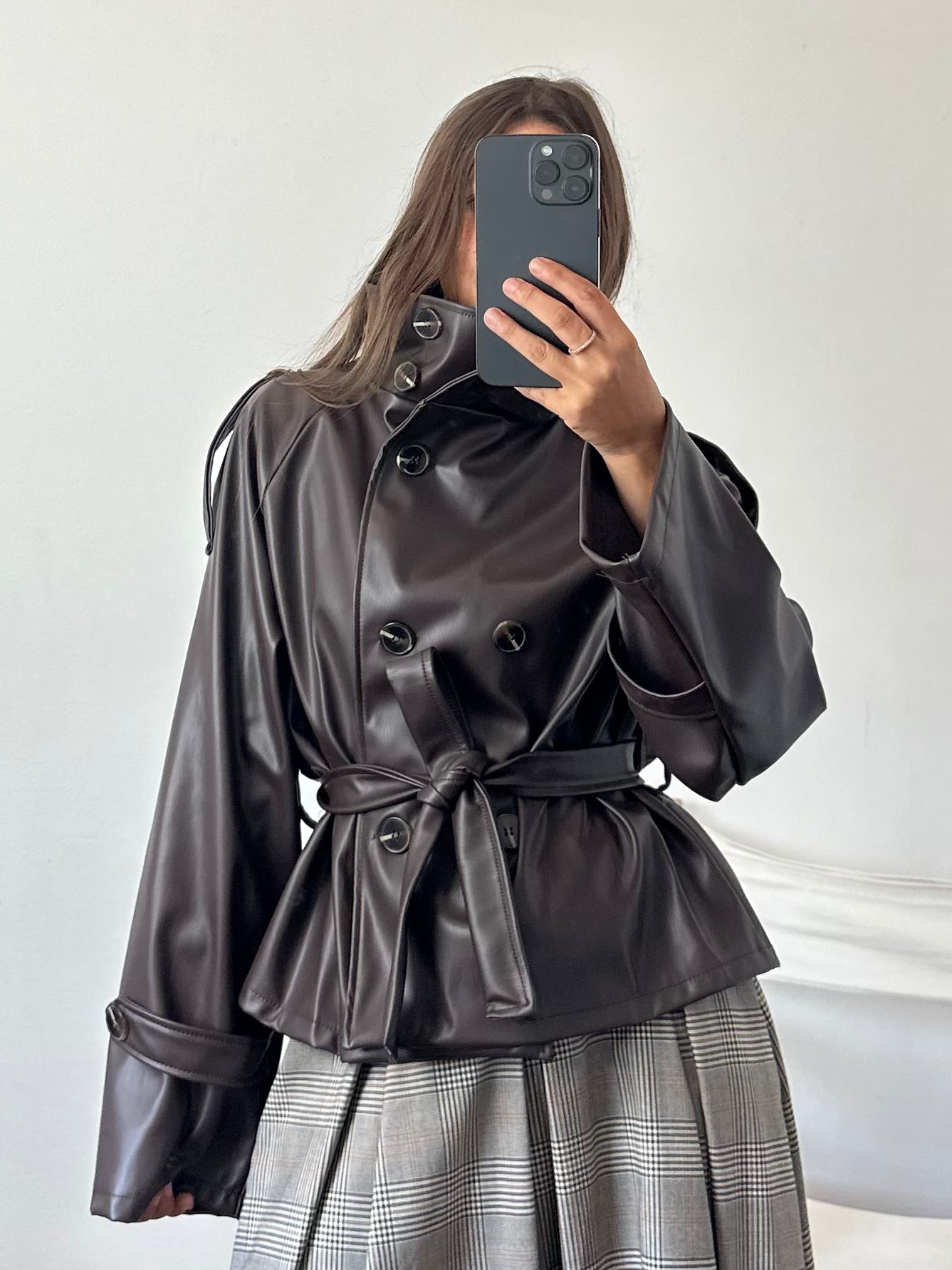 TRENCH in ecopelle CIOCCOLATO