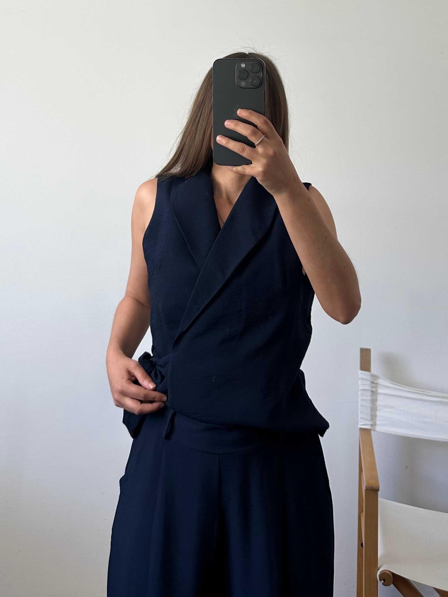 COORDINATO SMANICATO a incrocio BLU