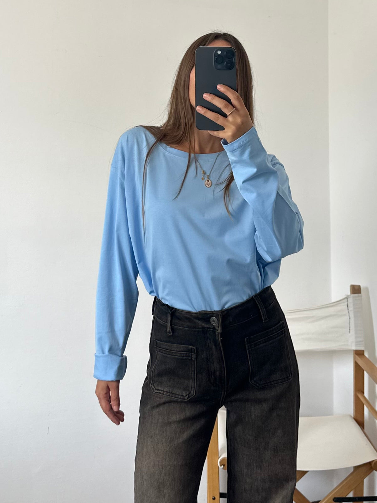 MAGLIA in COTONE AZZURRA