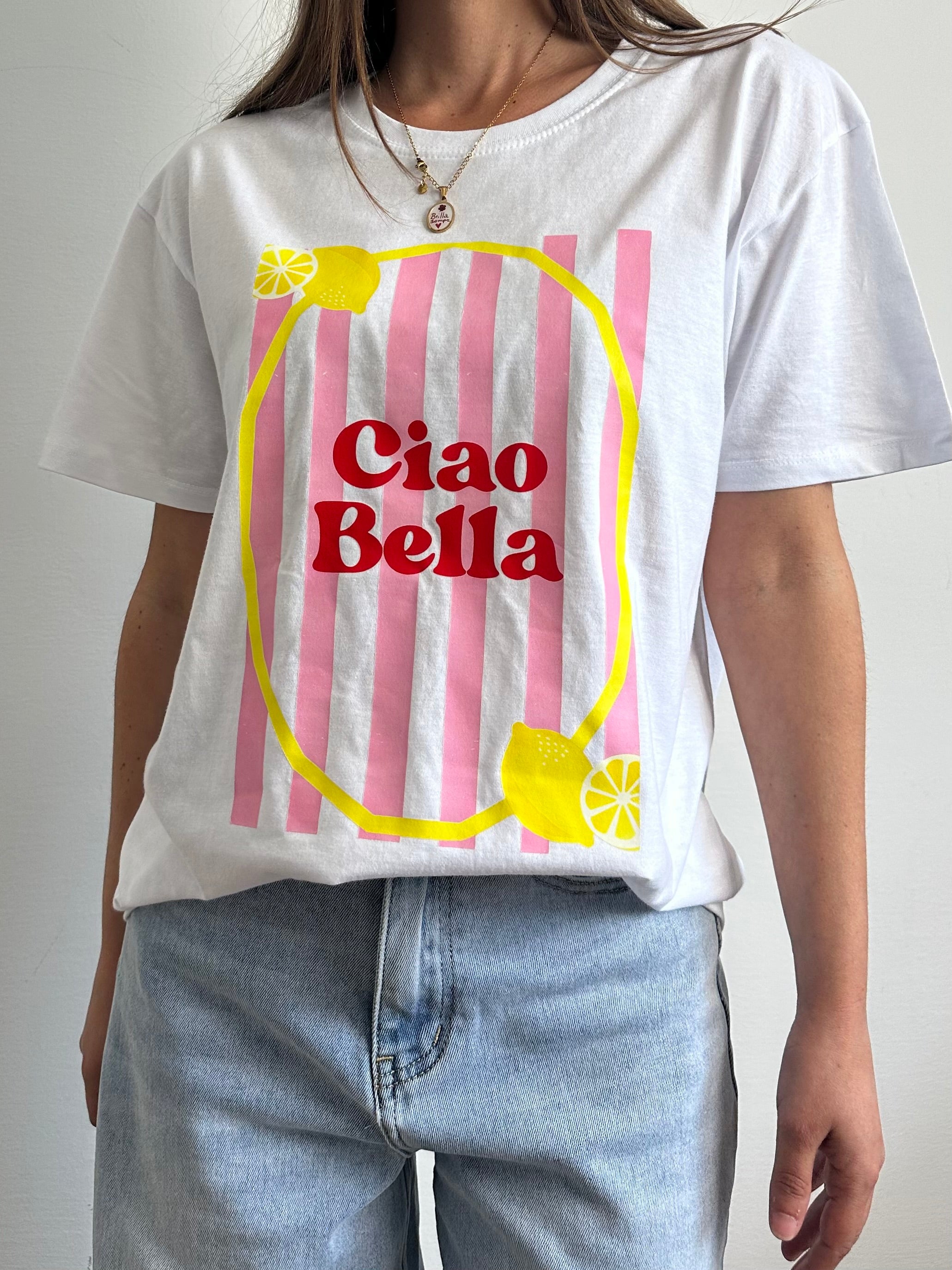 T-shirt in cotone “ Ciao bella”