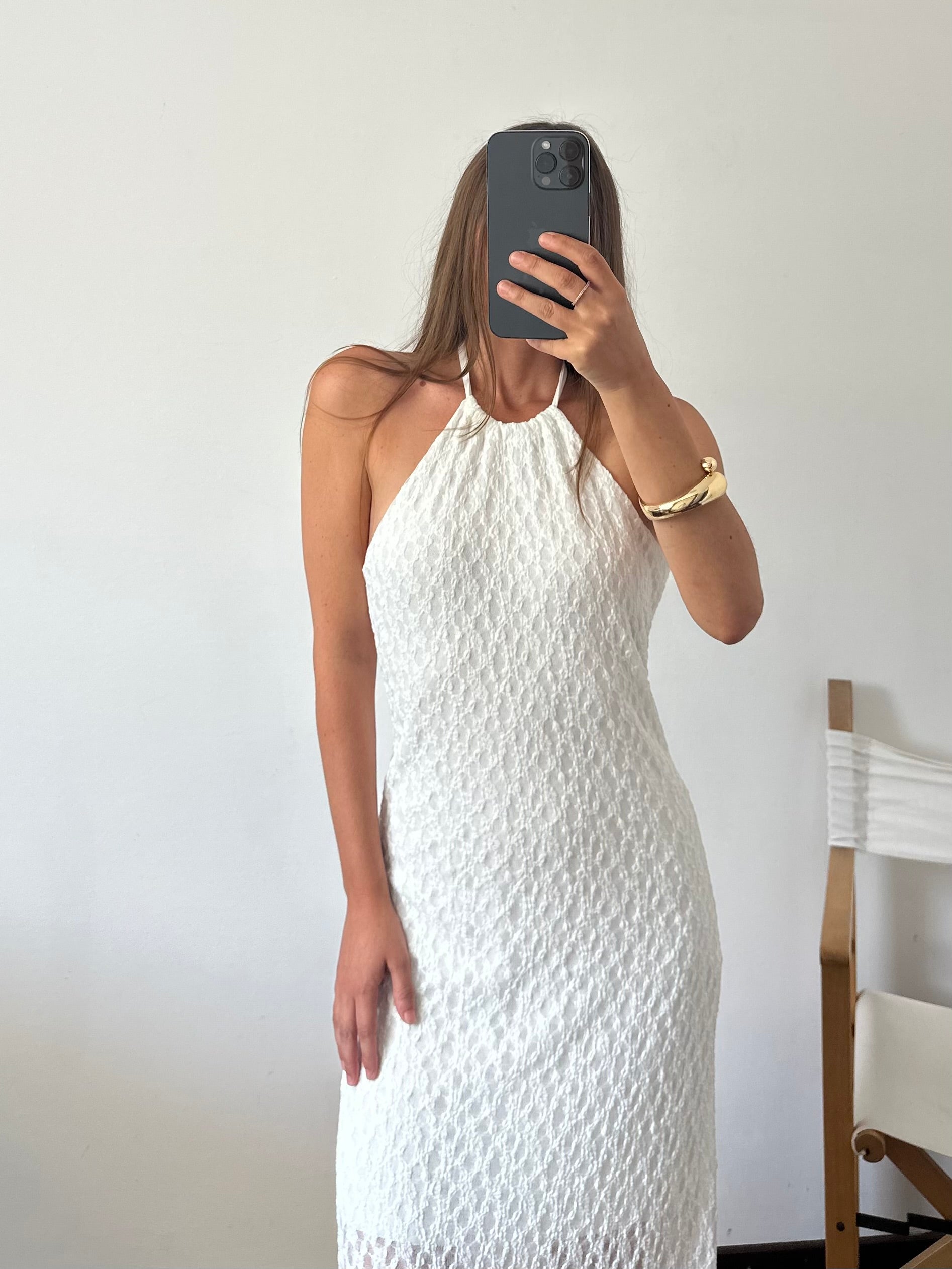 Abito lungo pizzo bianco