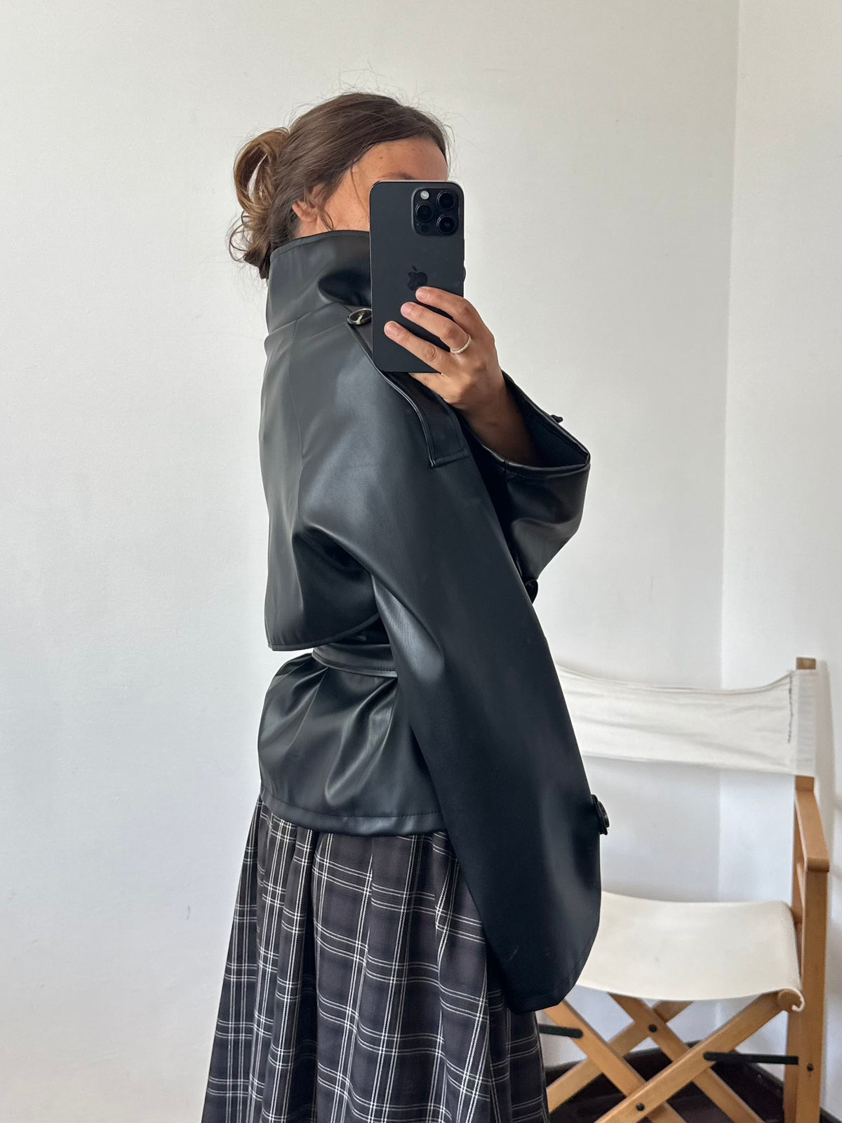 TRENCH in ecopelle nero