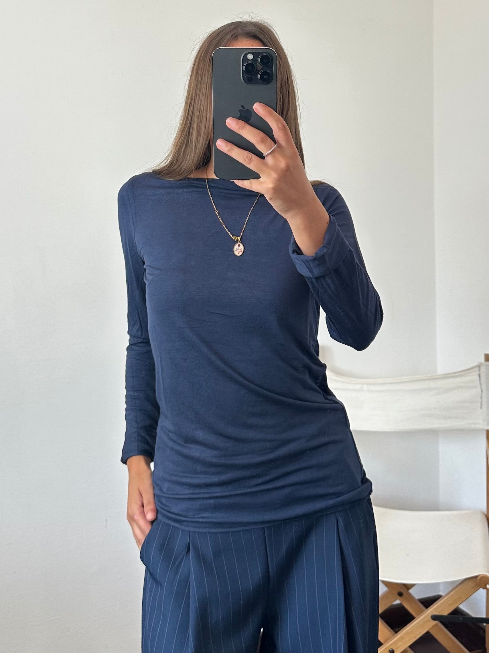 MAGLIA misto CASHMERE GIROCOLLO BLU NOTTE