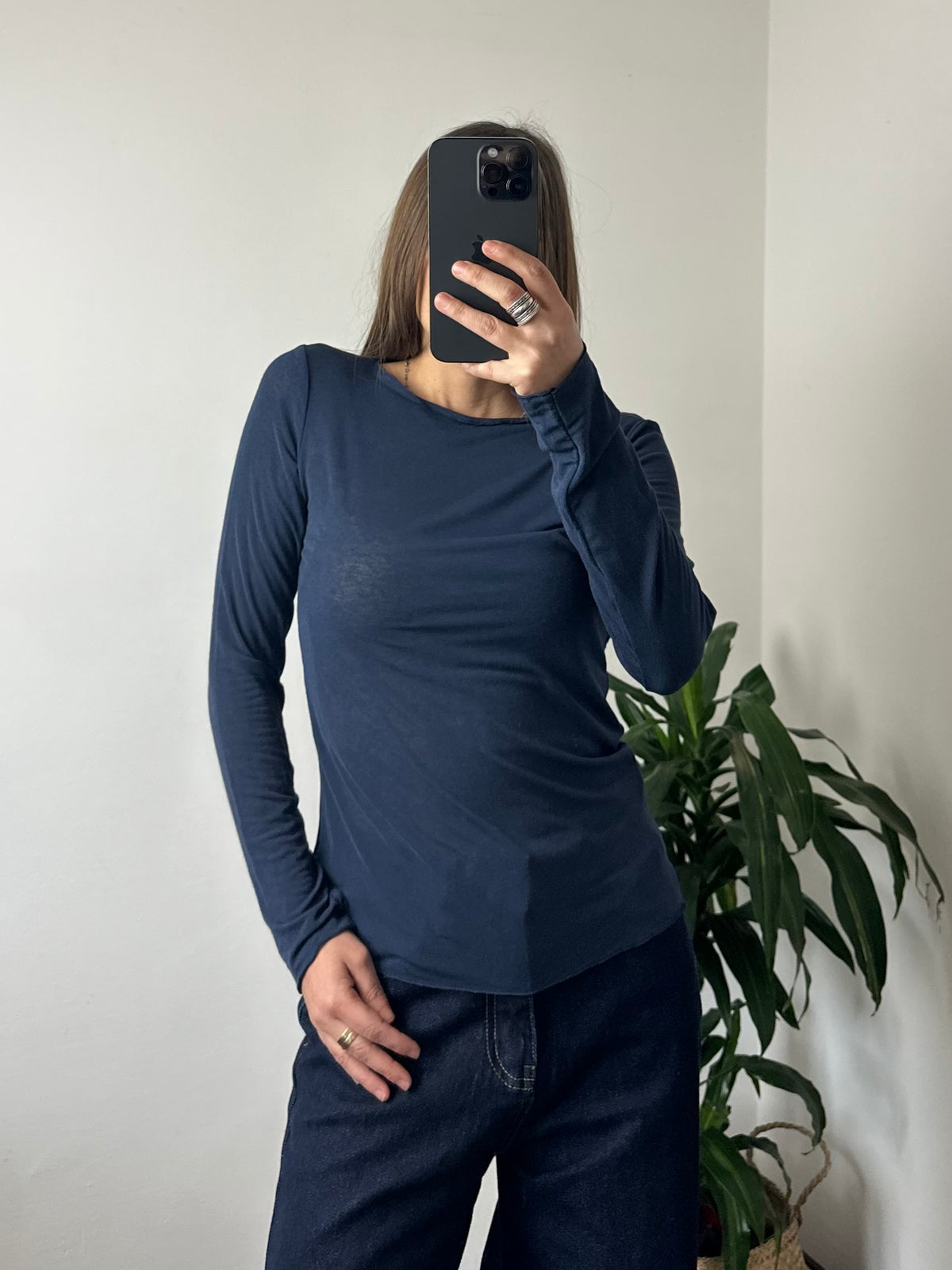 MAGLIA misto CASHMERE GIROCOLLO BLU NOTTE