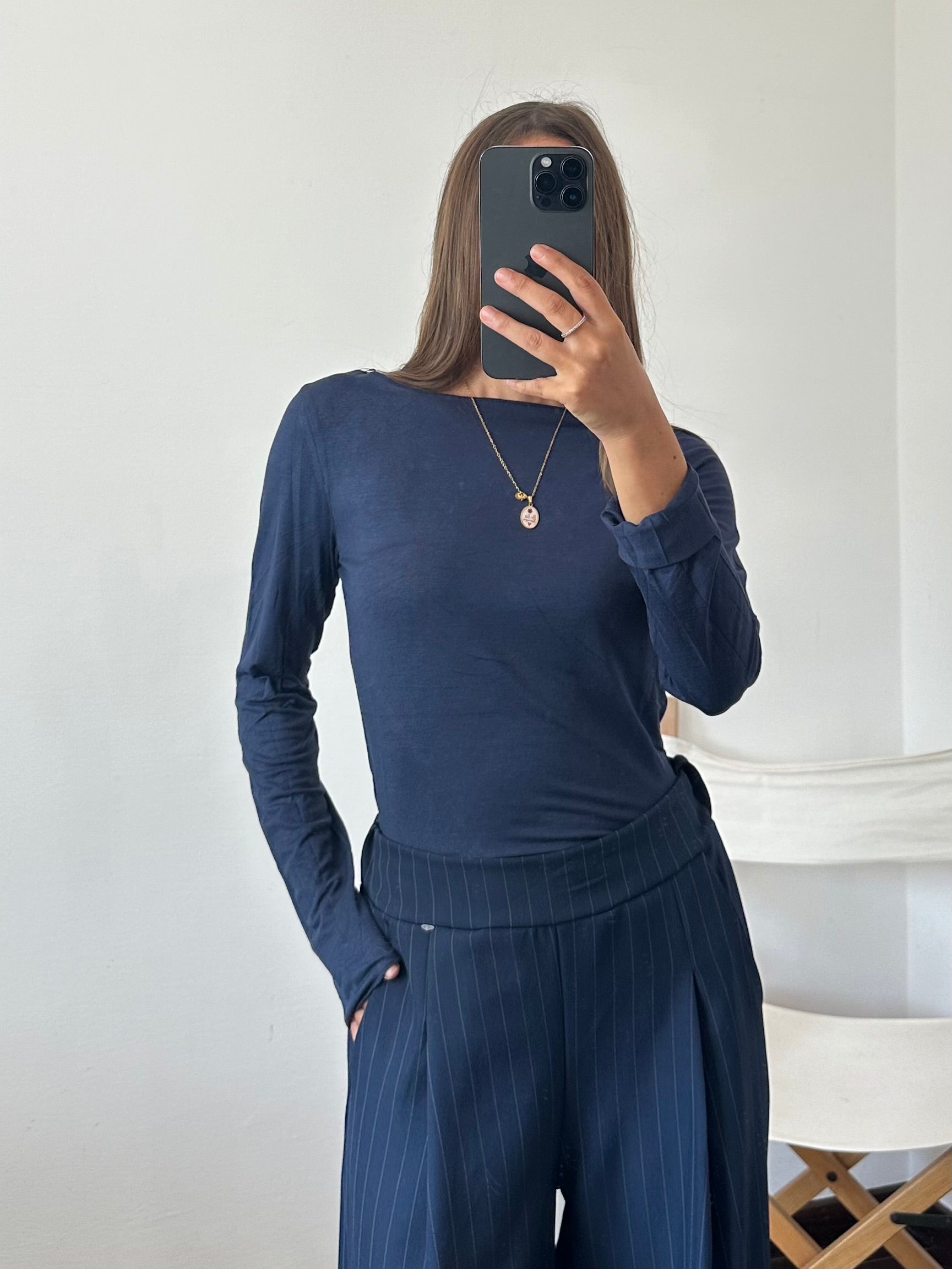 MAGLIA misto CASHMERE GIROCOLLO BLU NOTTE