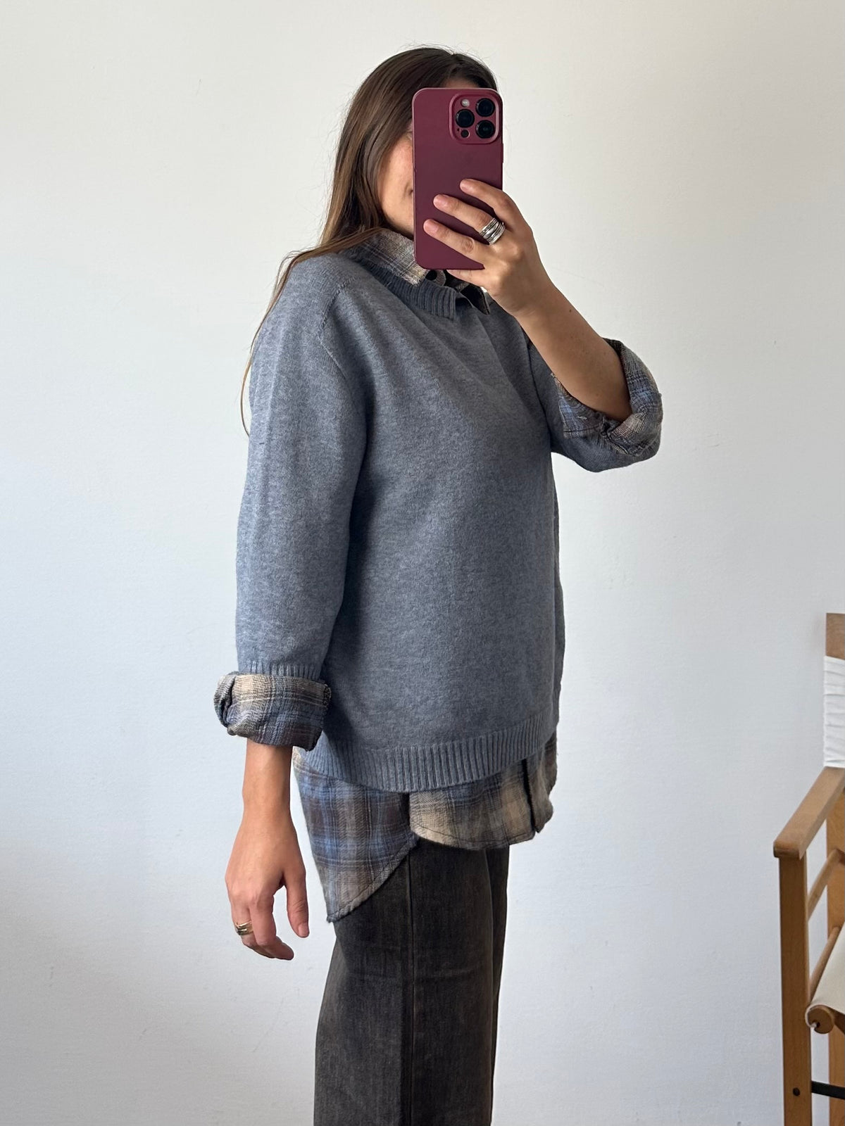 PULLOVER in morbida viscosa GRIGIO