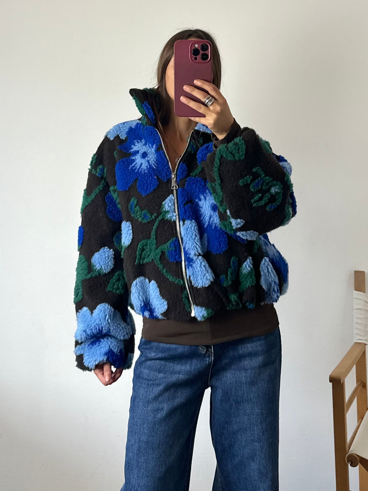 GIACCA PILE FIORE in RILIEVO BLU
