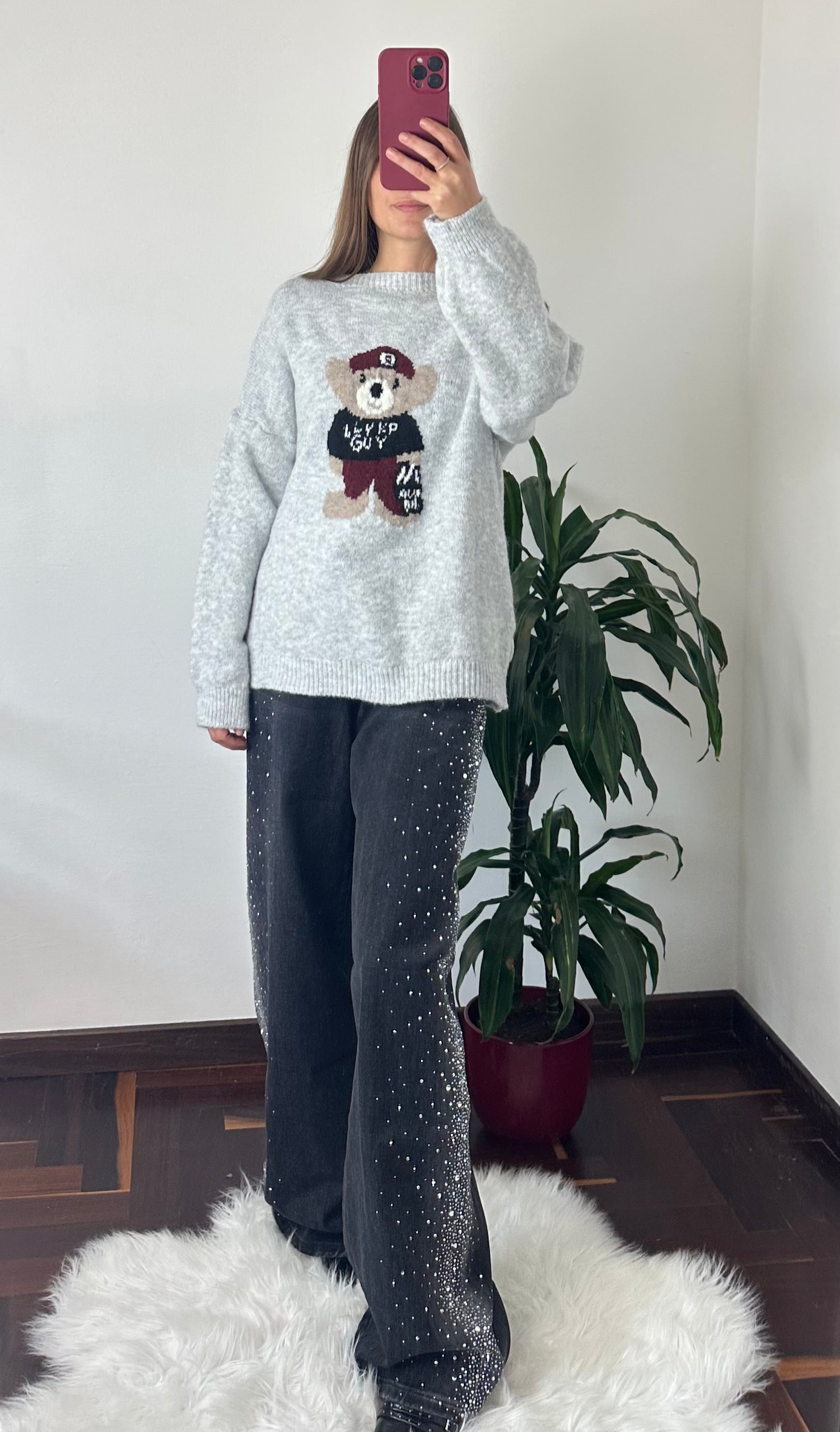 PULLOVER TEDDY misto LANA GRIGIO