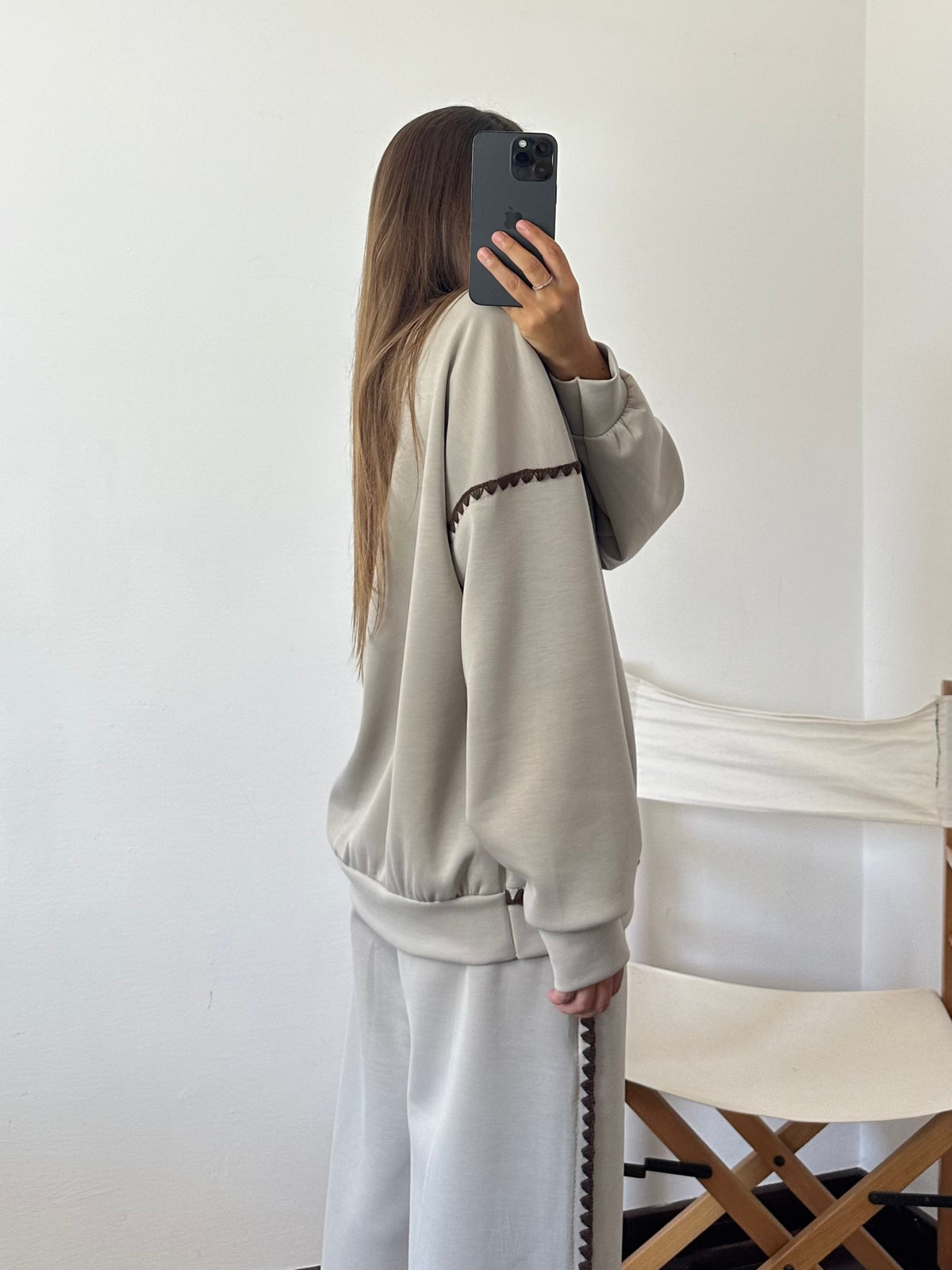 FELPA RICAMO PUNTO MILANO FANGO