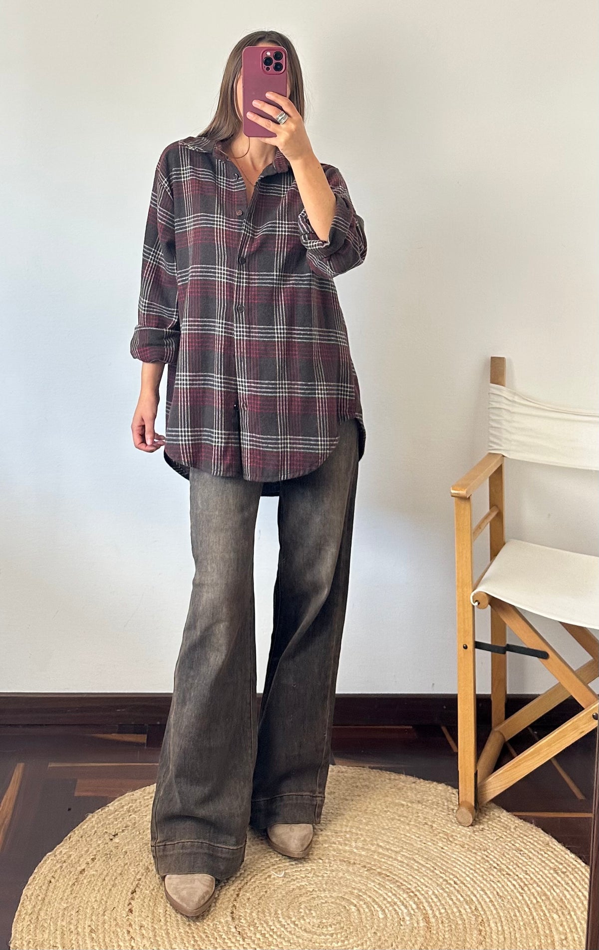 CAMICIA in cotone CIOCCOLATO-ROSSO