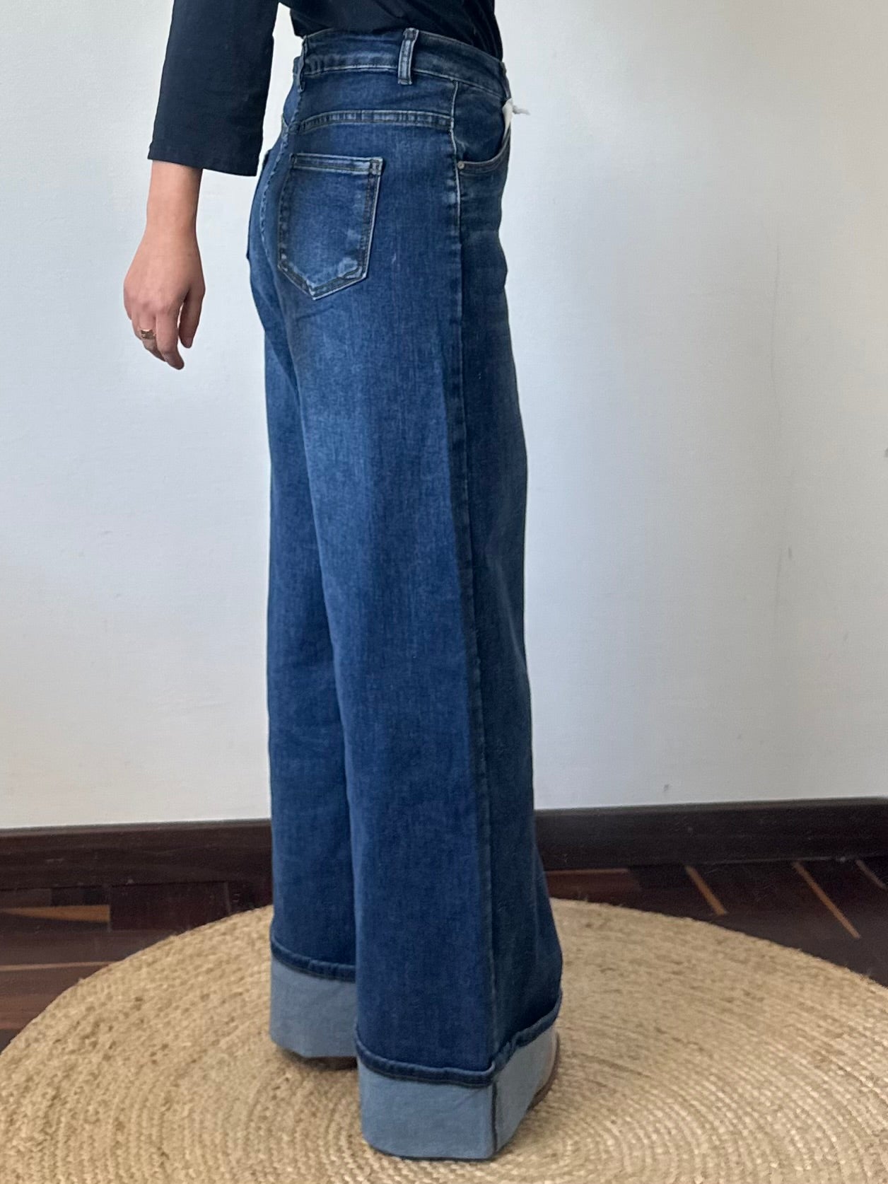JEANS BLU con risvolto