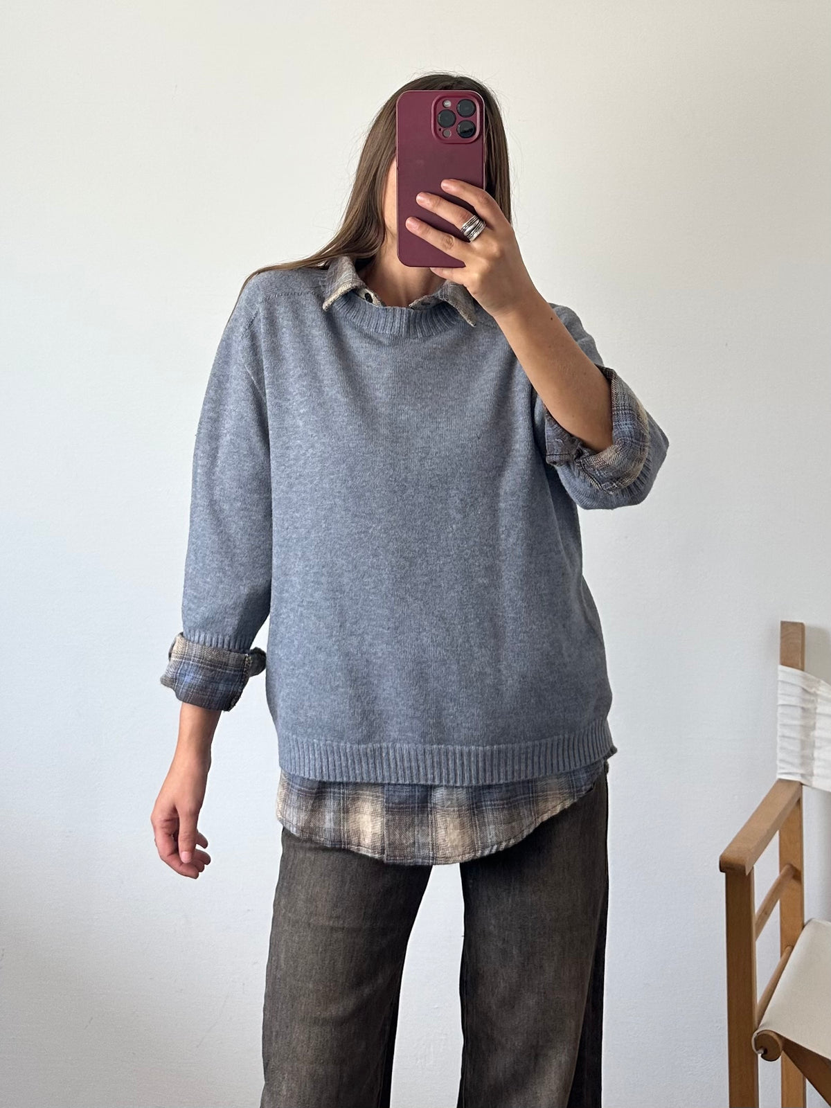 PULLOVER in morbida viscosa GRIGIO