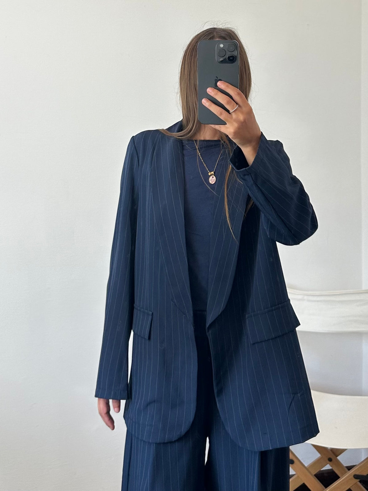 COORDINATO GESSATO con PINCE BLU NOTTE