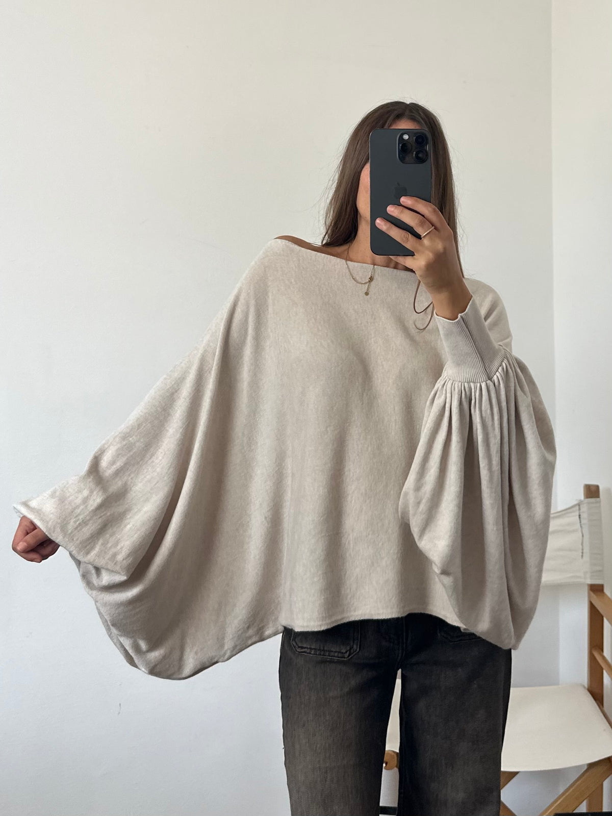 MAGLIA BALLOON in morbida viscosa BEIGE
