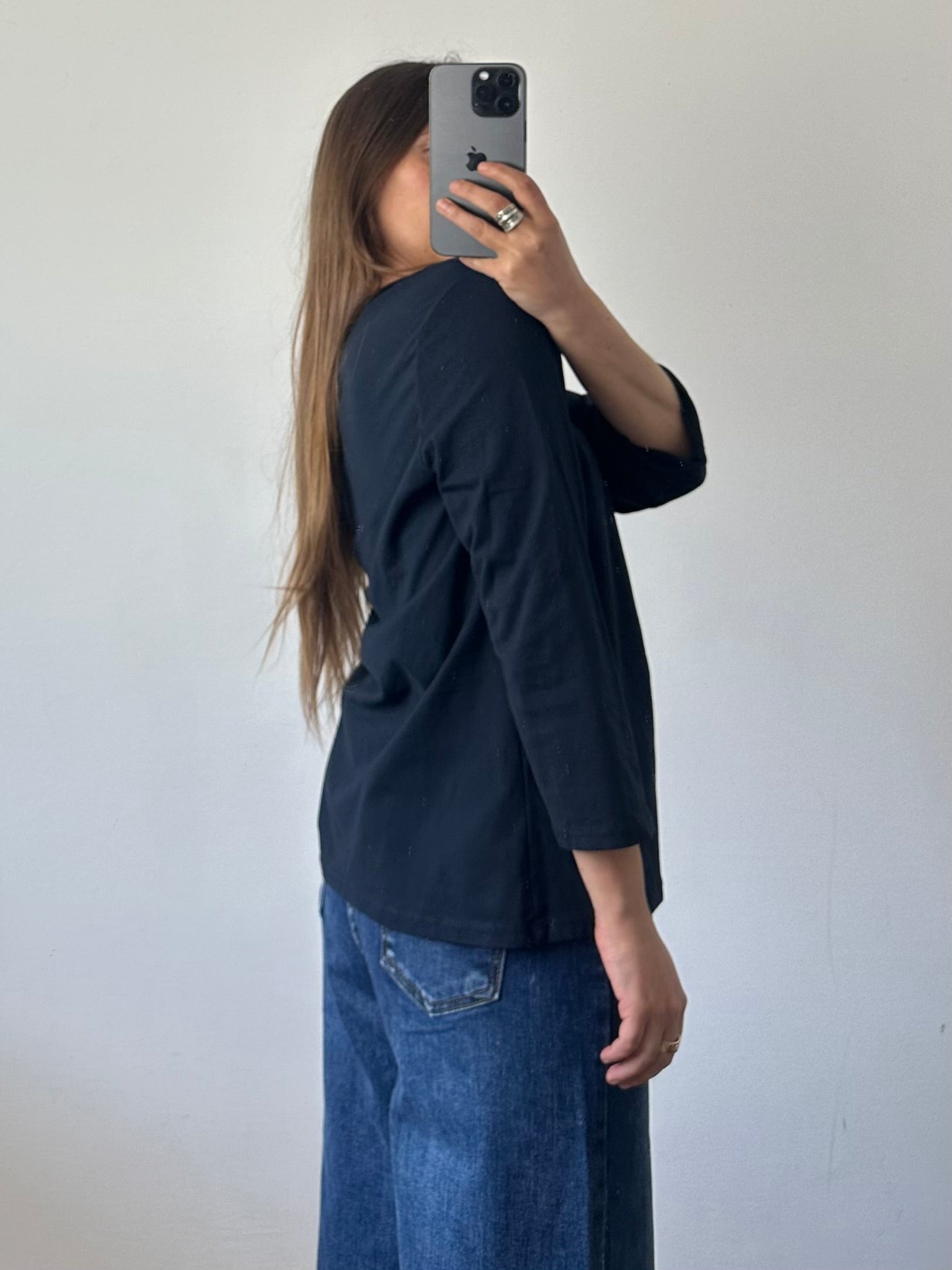 Maglietta bottoni in cotone blu