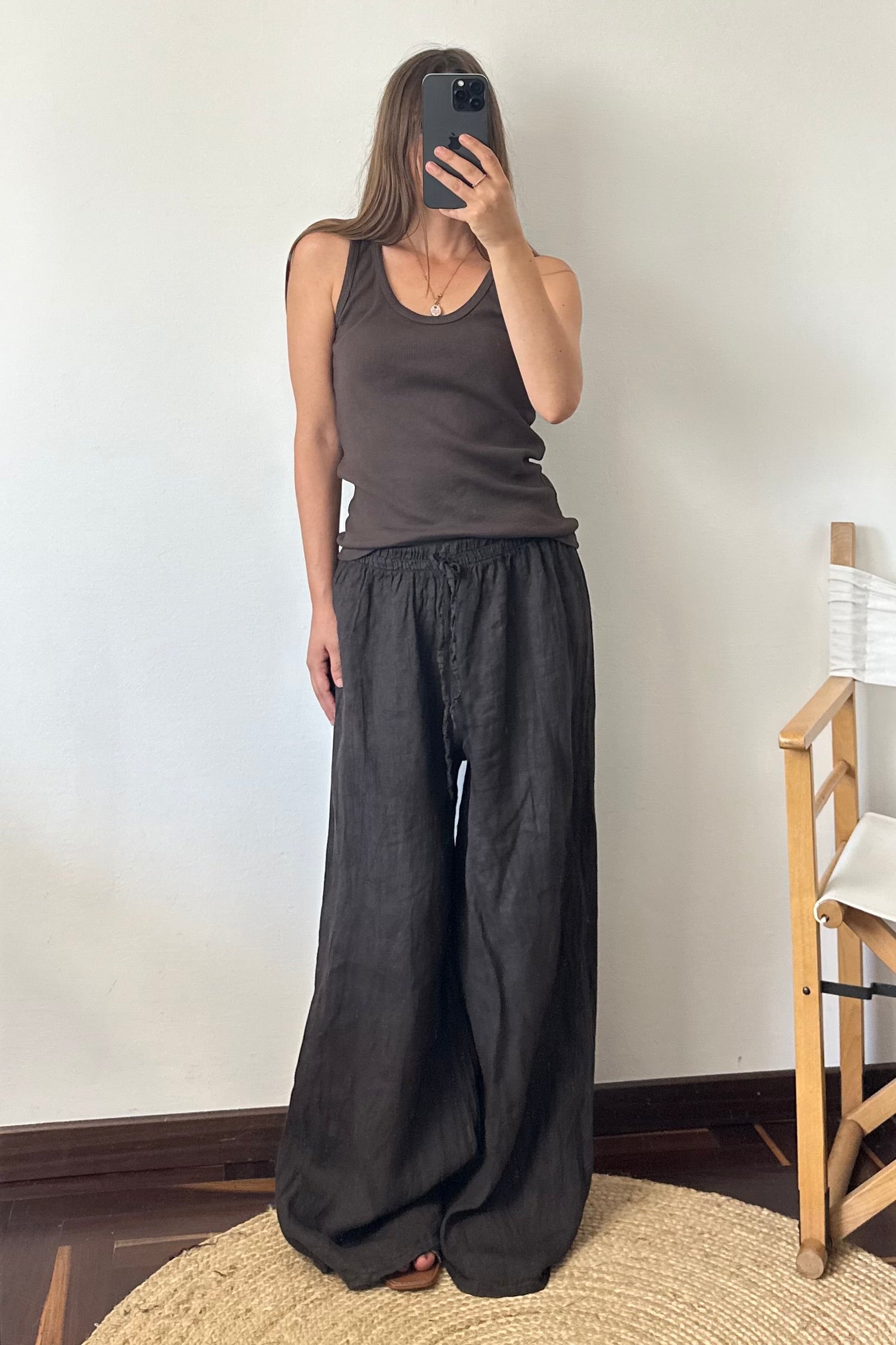 PANTALONE 100% LINO CIOCCOLATO