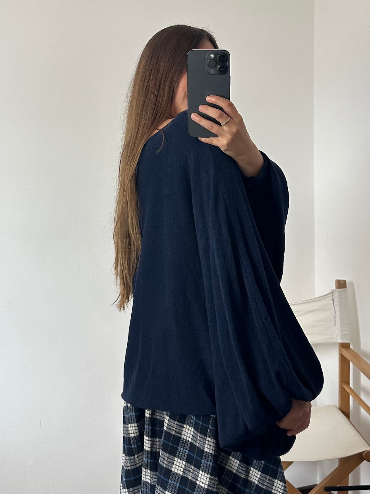 MAGLIA BALLOON in morbida viscosa BLU
