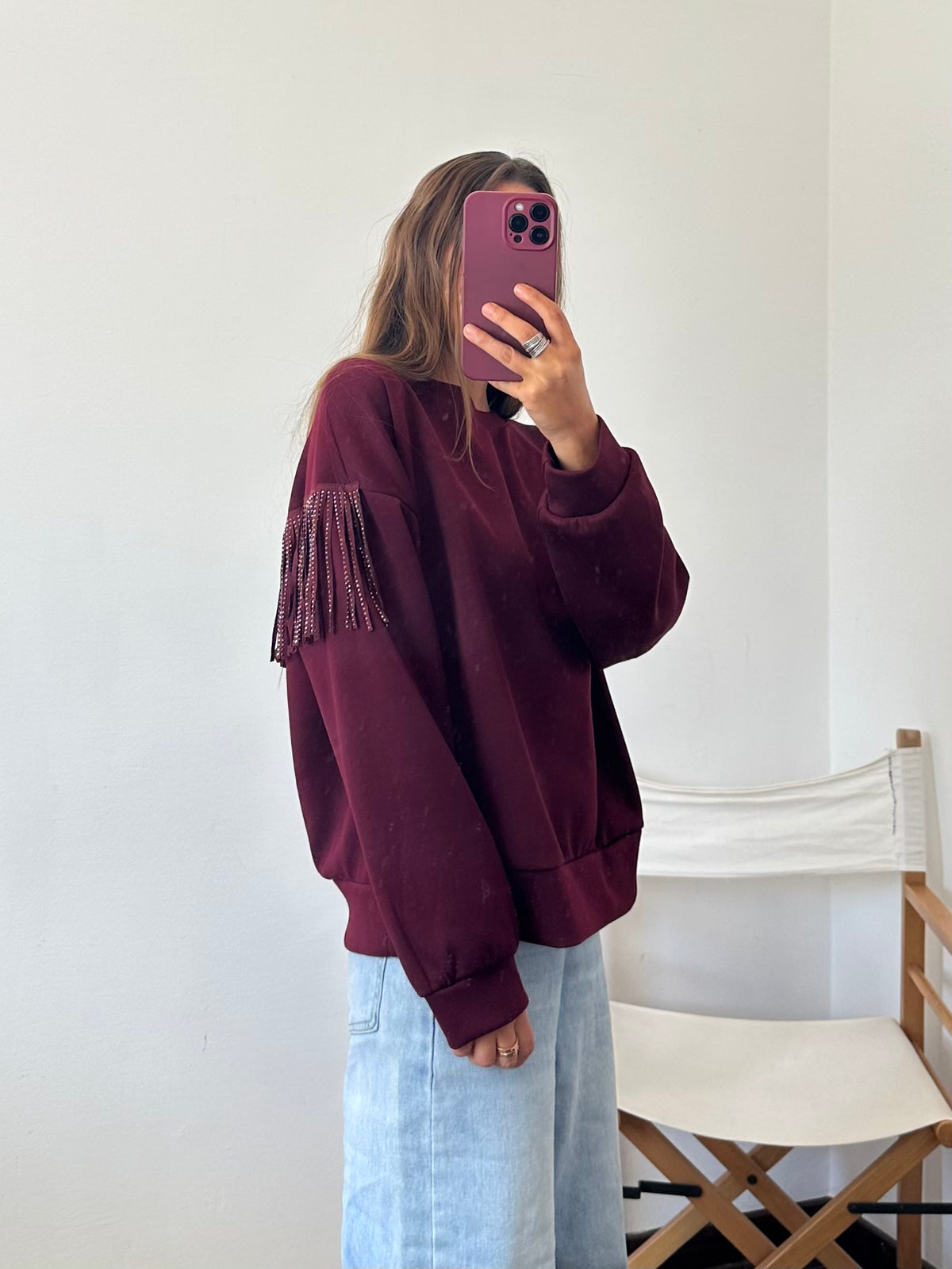 FELPA FRANGE BORDEAUX