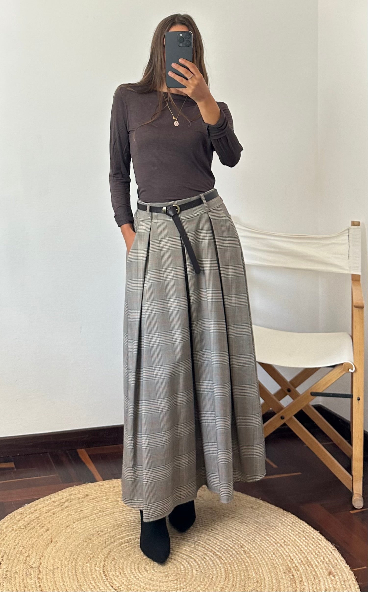 GONNA MIDI TARTAN FANGO