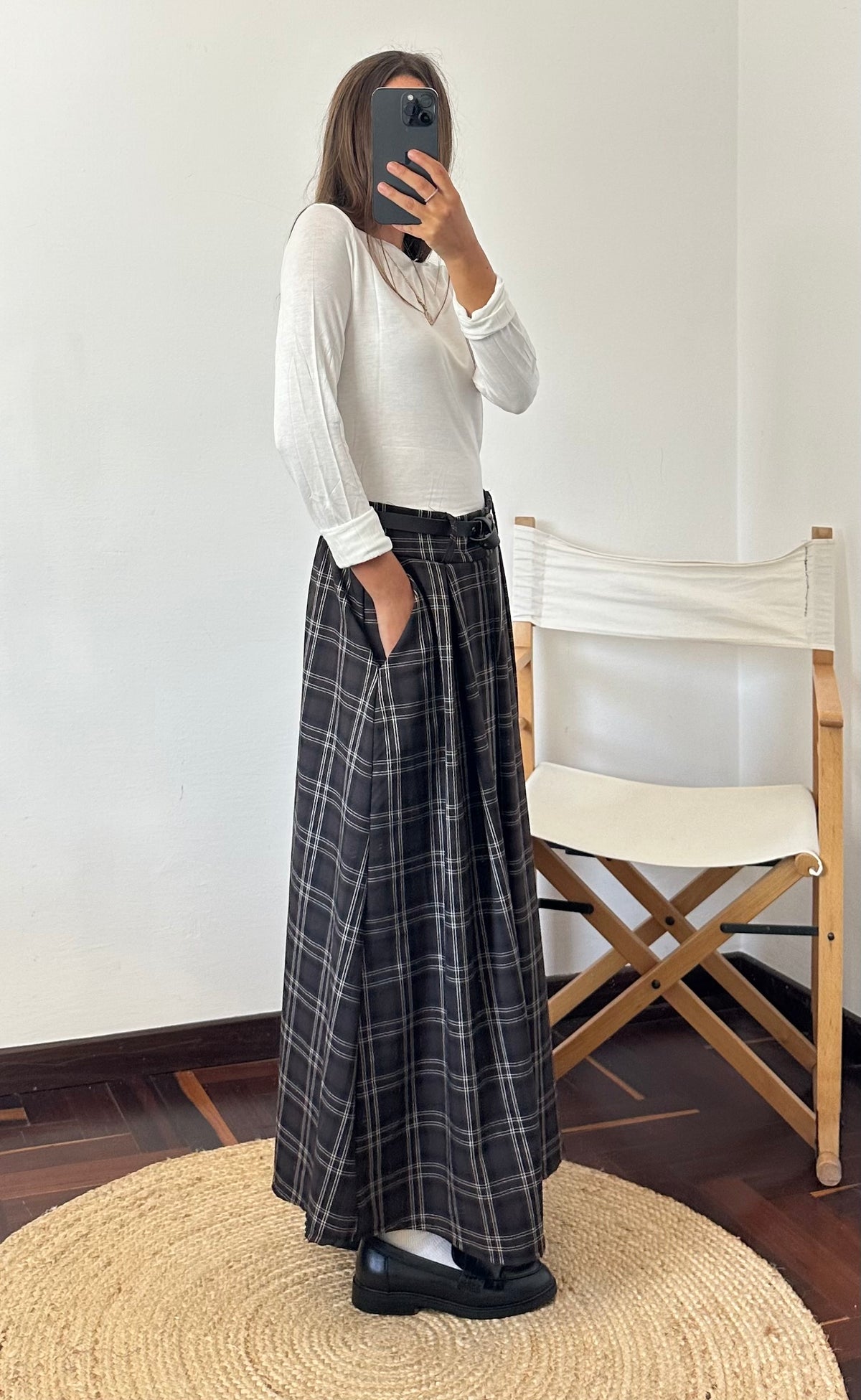 GONNA MIDI TARTAN MARRONE