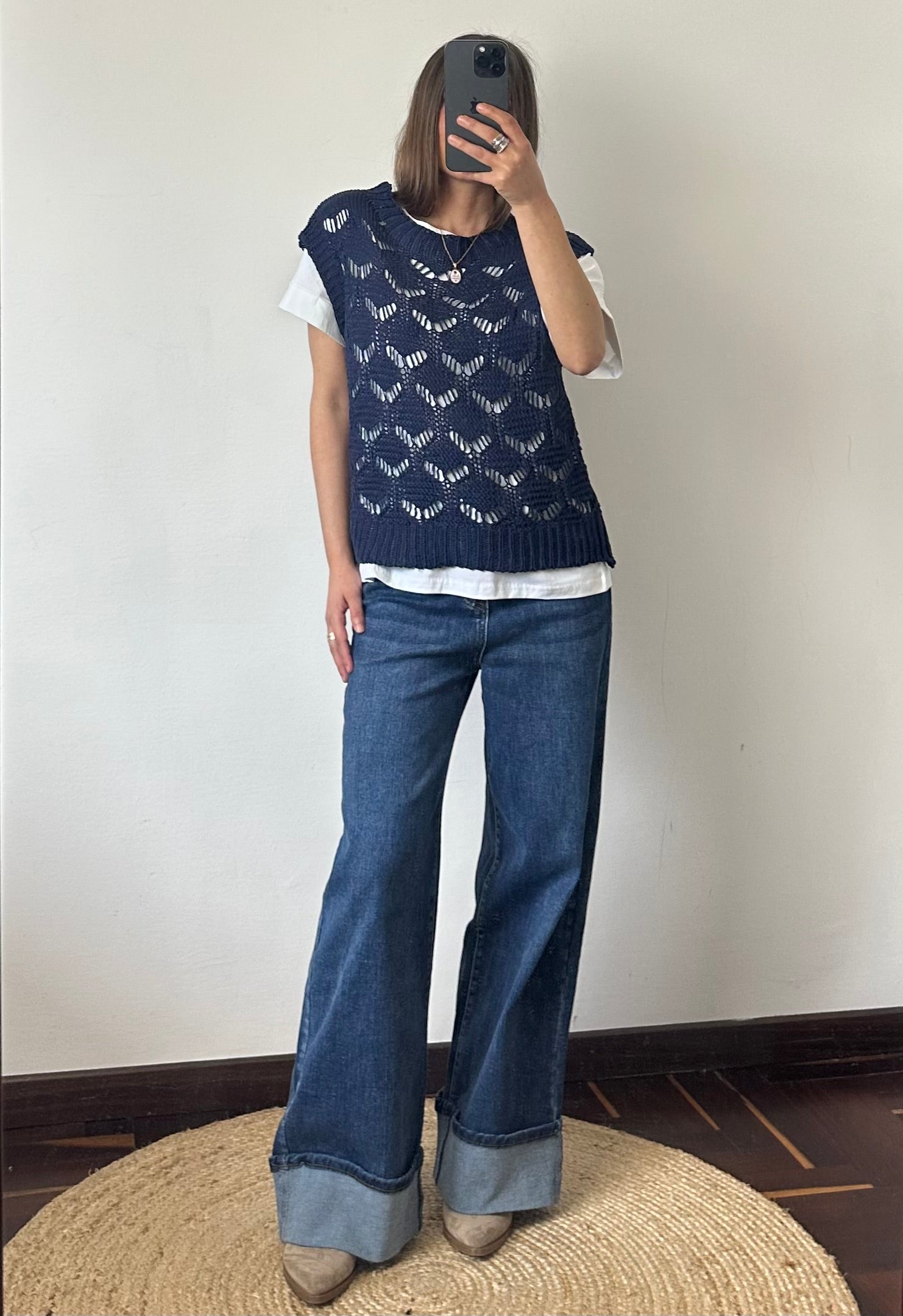 Gilet in cotone blu