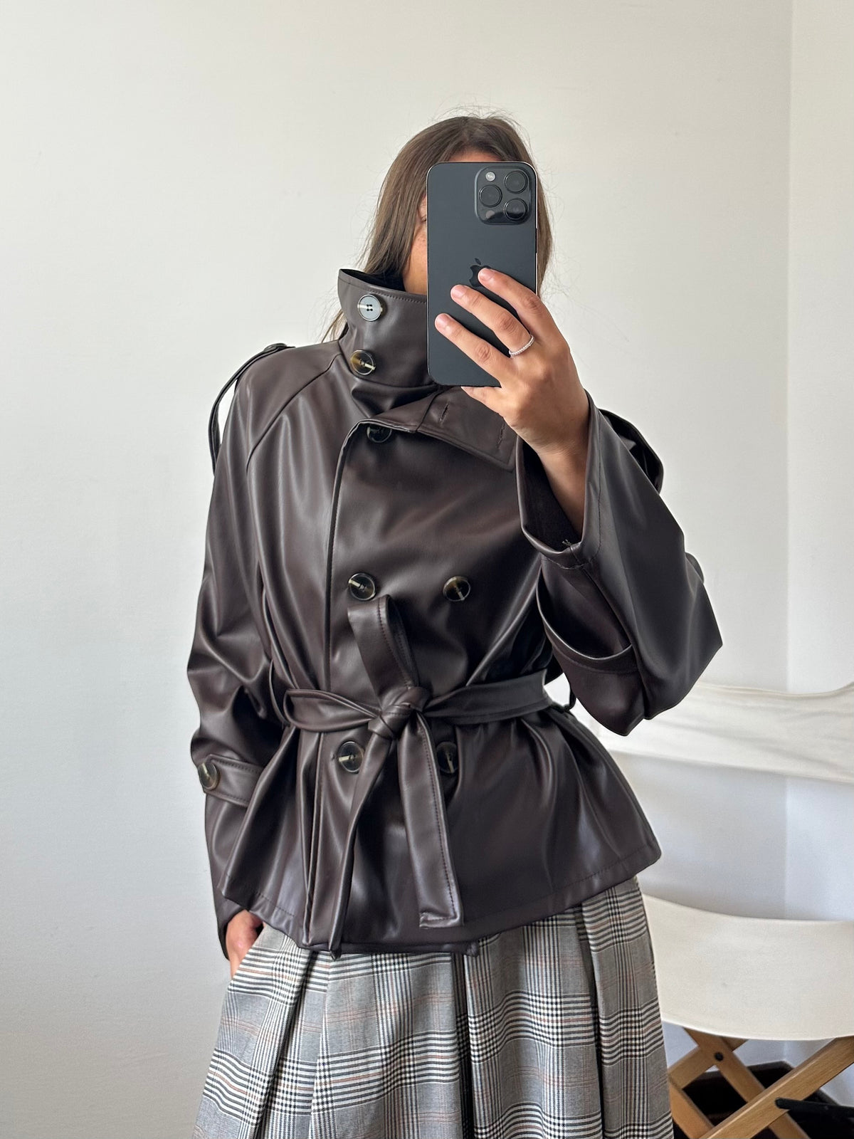 TRENCH in ecopelle CIOCCOLATO