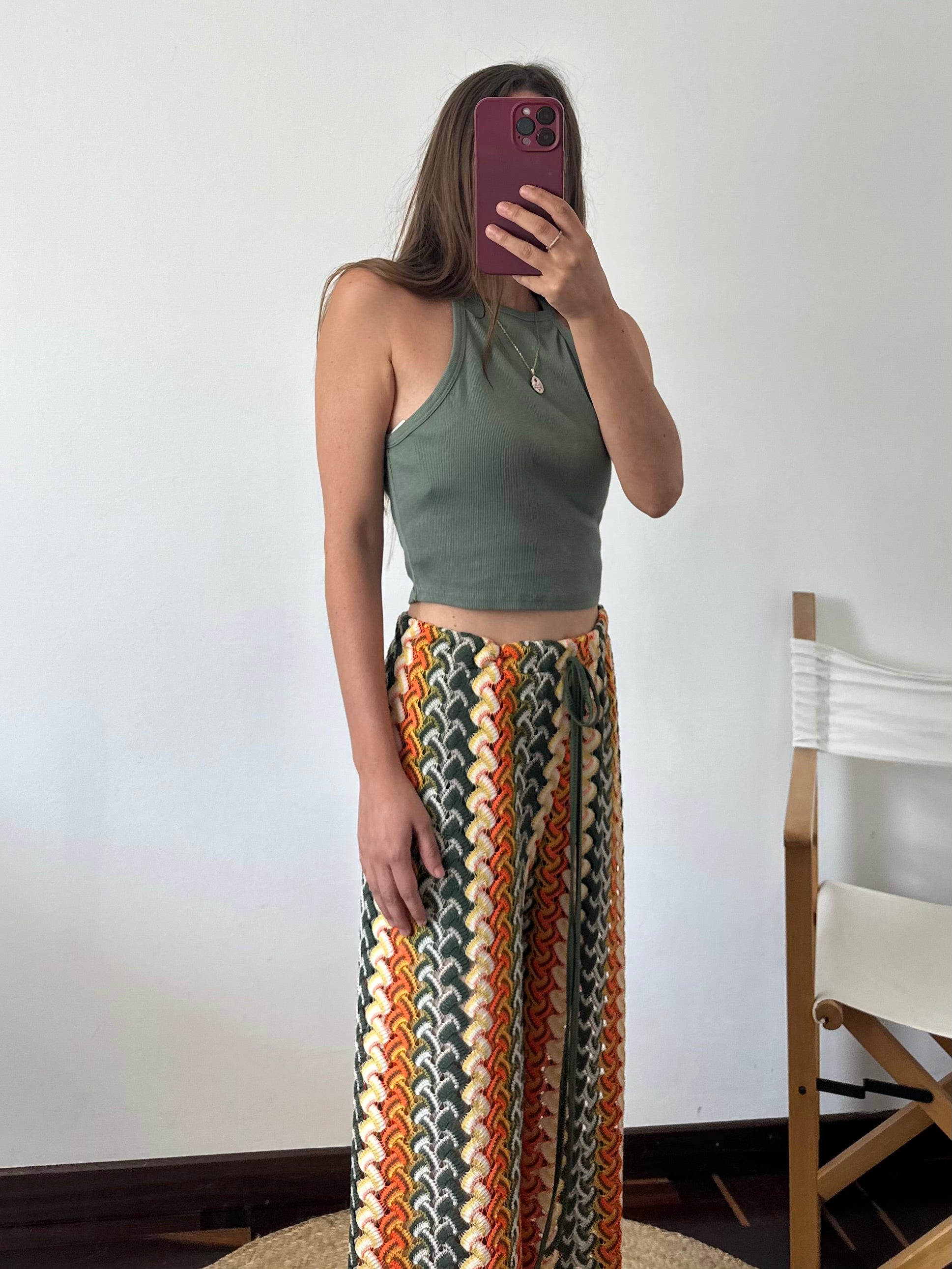 PANTALONE SUMMER fantasia VERDE-ARANCIONE