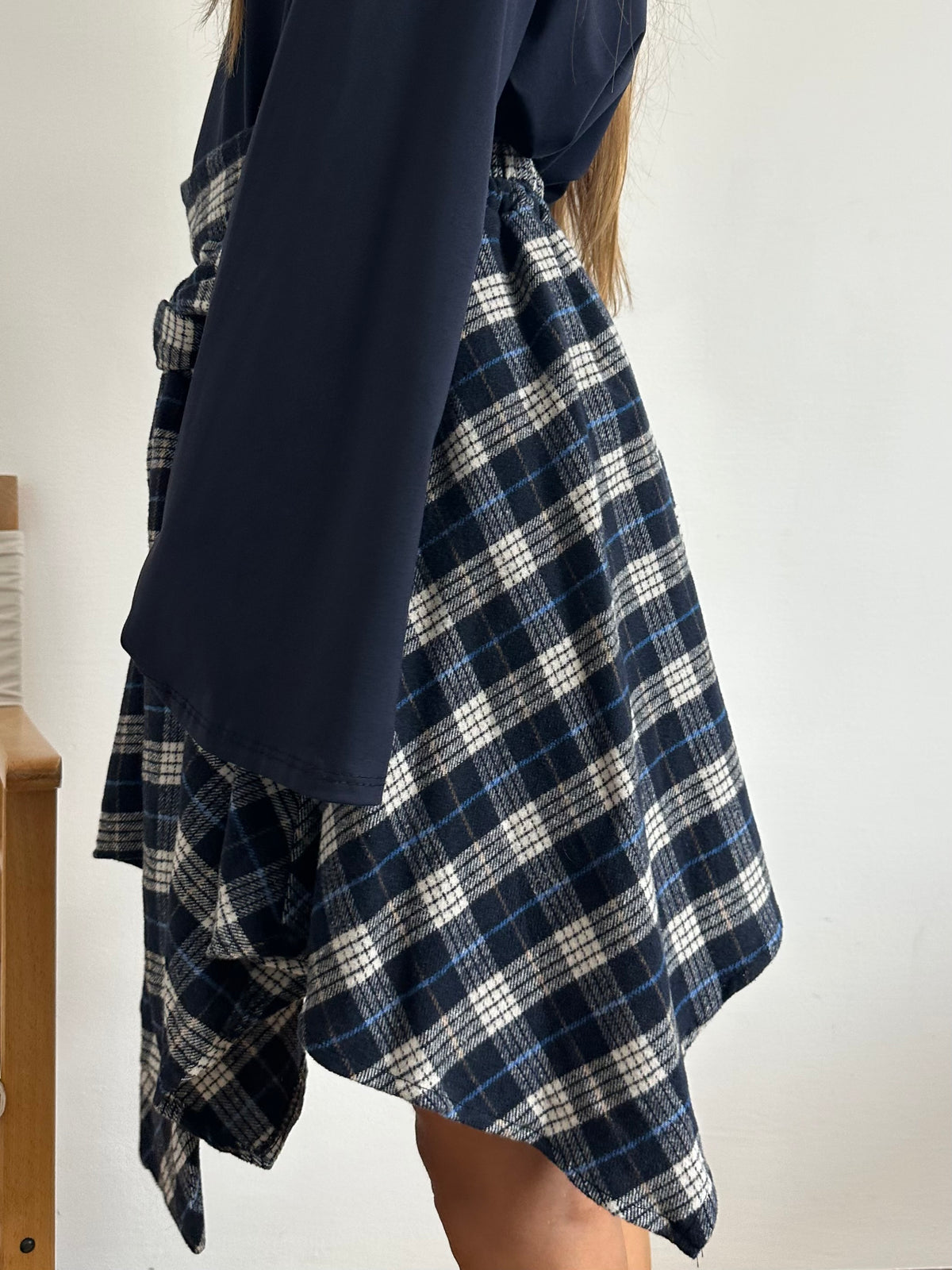 GONNA CAMICIA in cotone TARTAN BLU