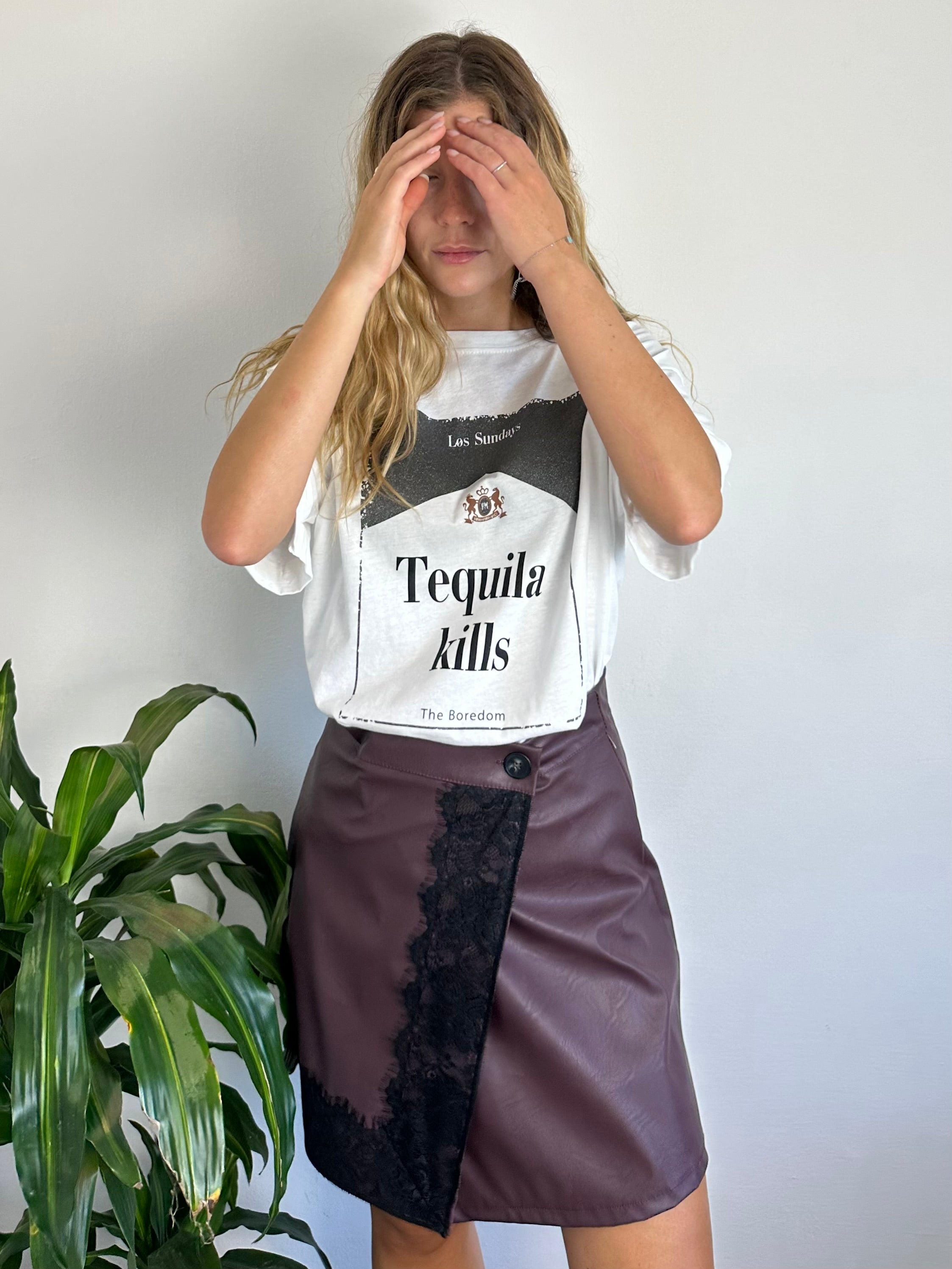 GONNA ECOPELLE PIZZO BORGOGNA