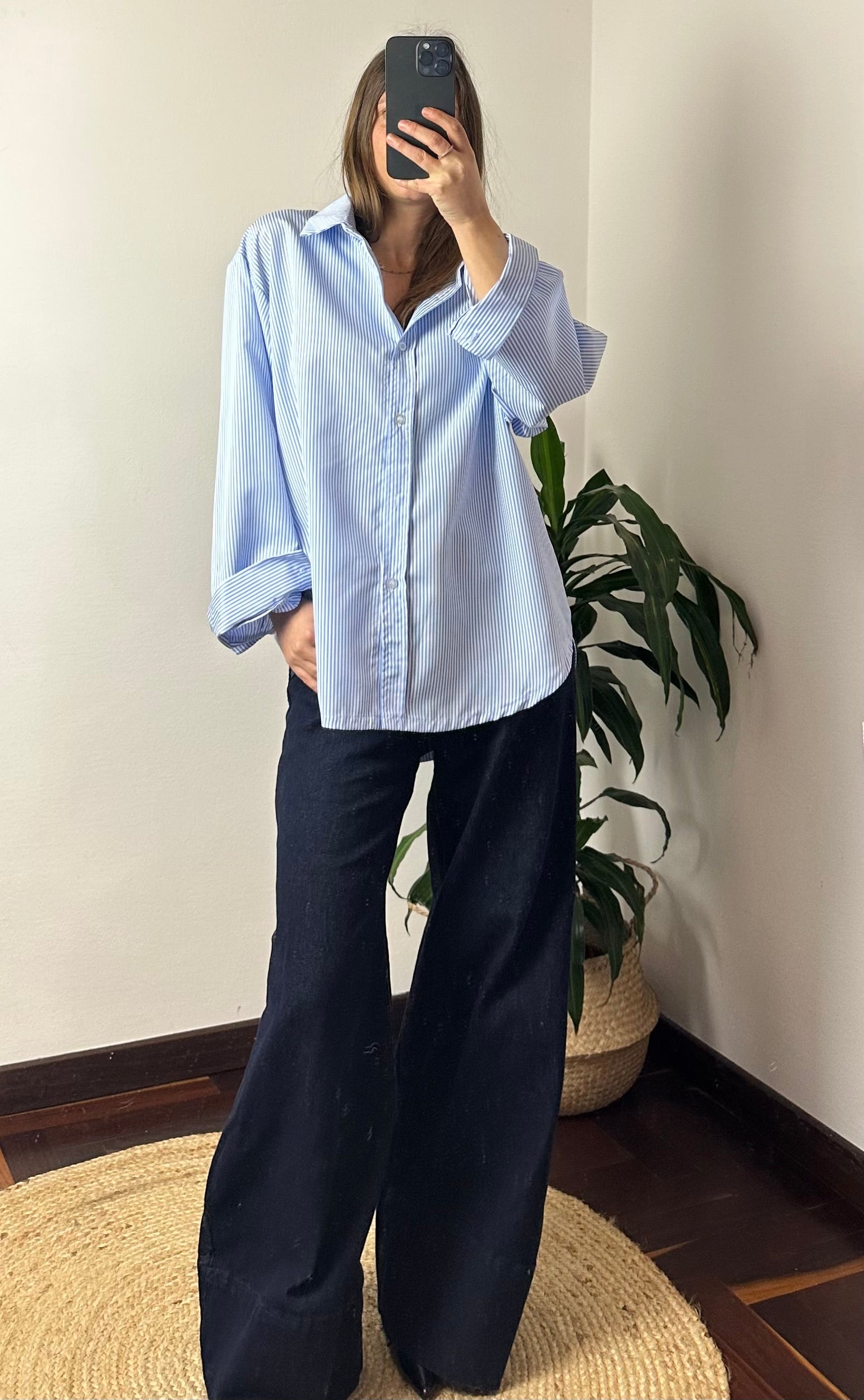 CAMICIA RIGHE AZZURRA “No vabbè “