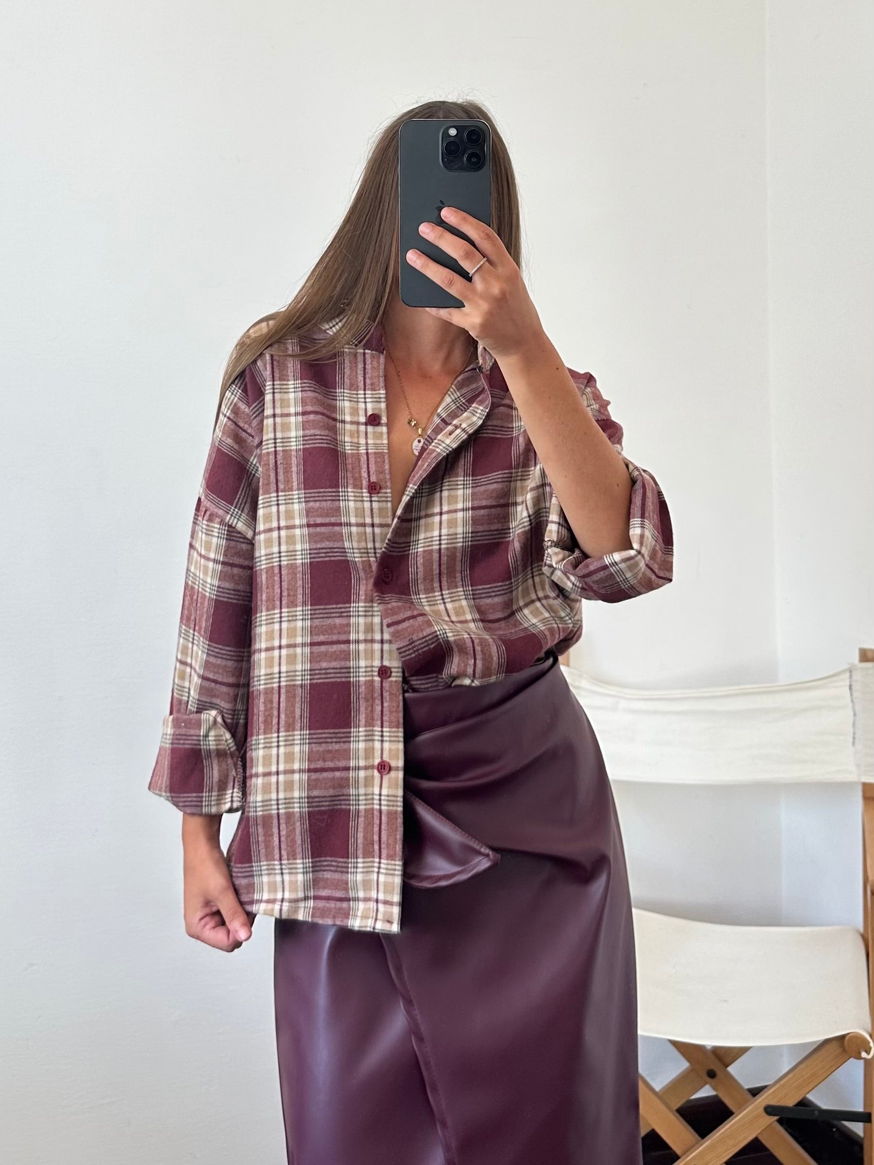 CAMICIA TARTAN COREANA BORGOGNA