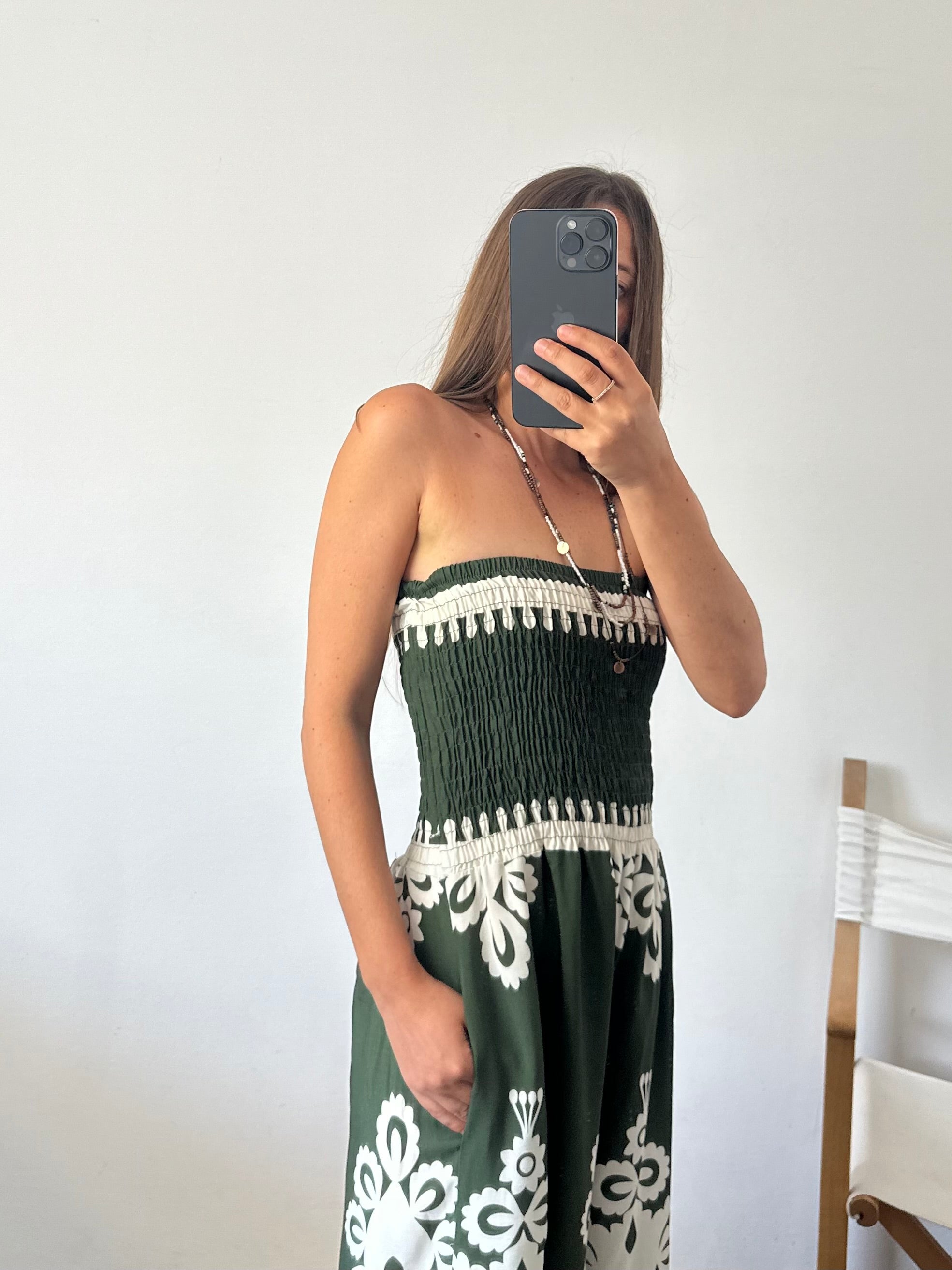 JUMPSUIT 100% VISCOSA STAMPA ETNICA verde