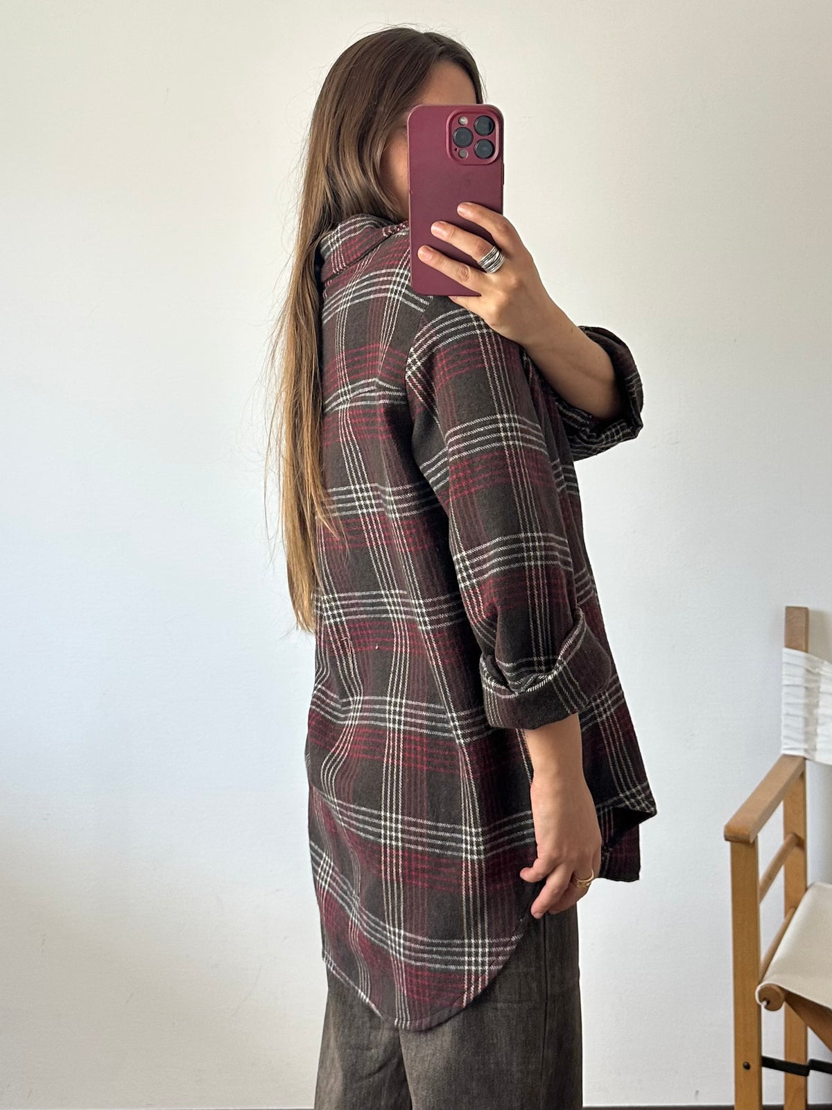 CAMICIA in cotone CIOCCOLATO-ROSSO
